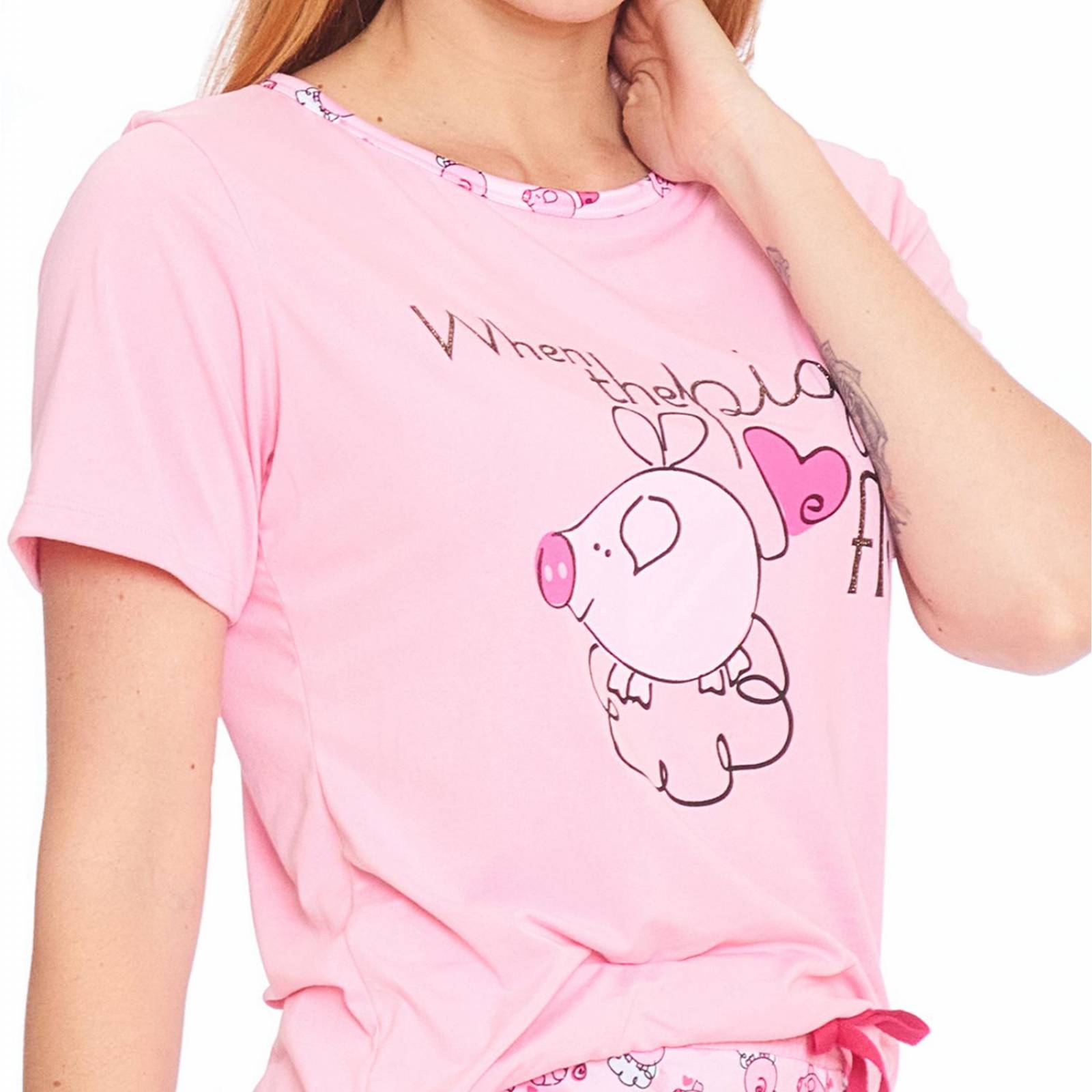 Pijama Playera Pantalón Mujer Rosa Ligera Comoda 