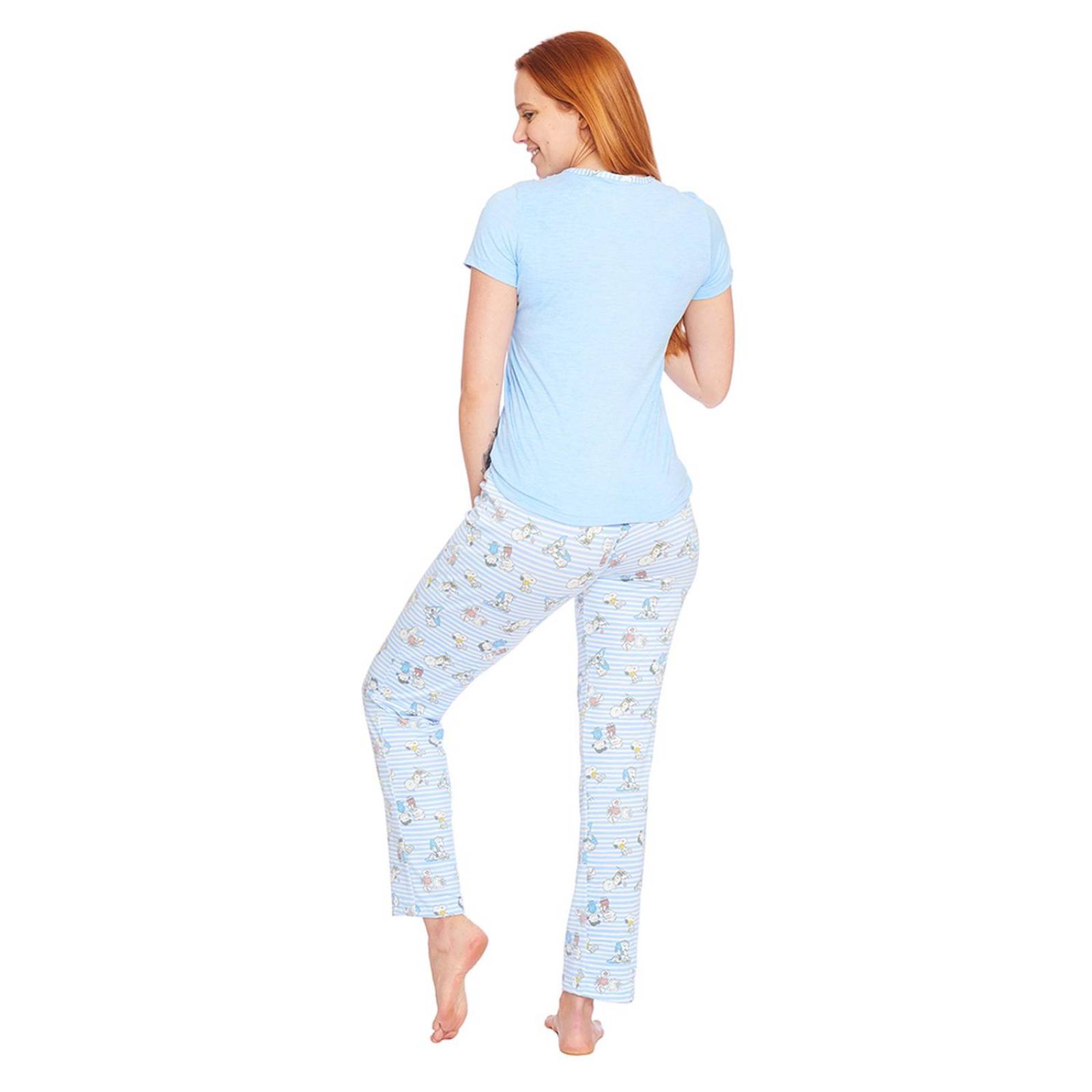 Pijama Playera y Pantalón Mujer Snoopy Azul Suave 