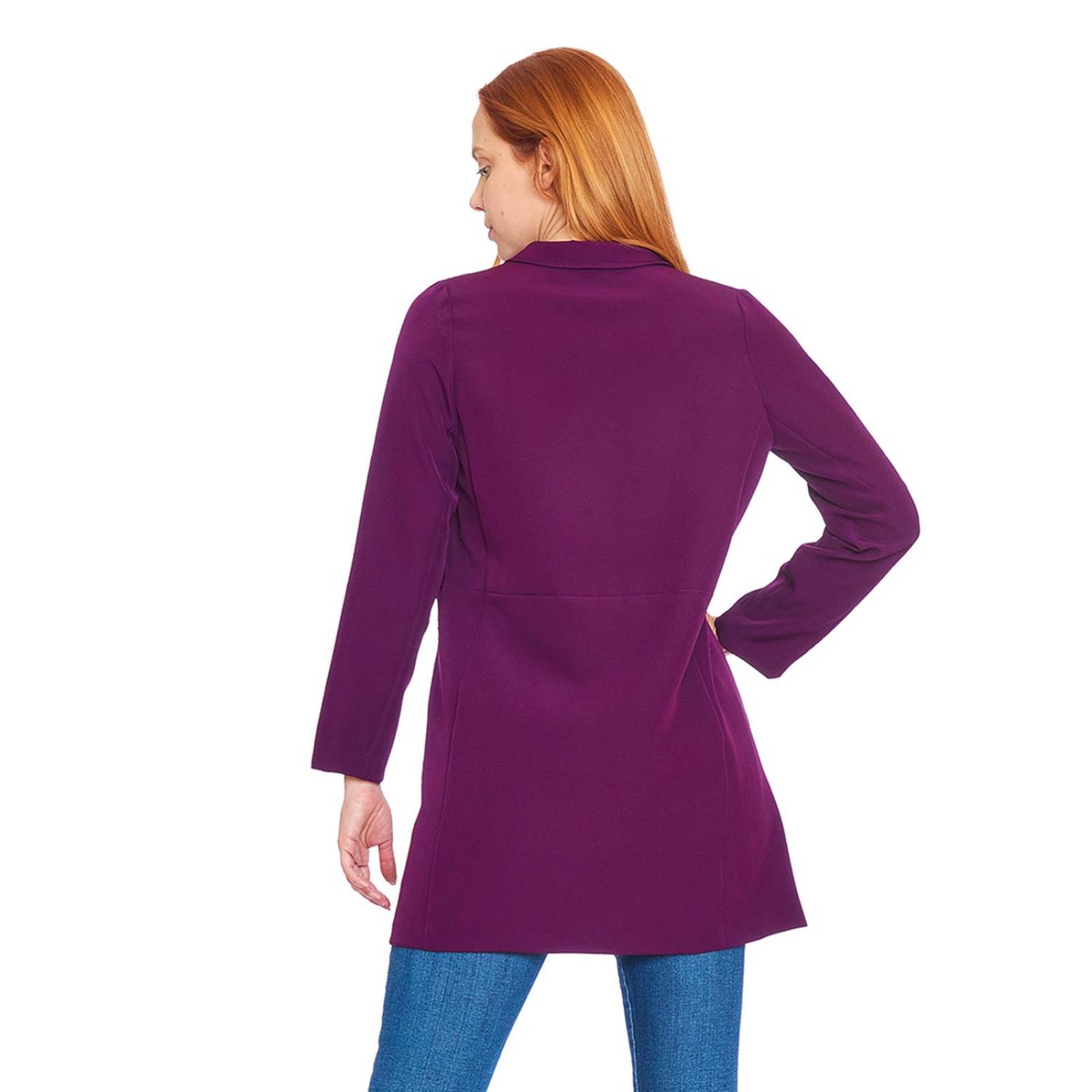 Saco Largo Dama Mujer Blazer Formal Casual Liso Uva 