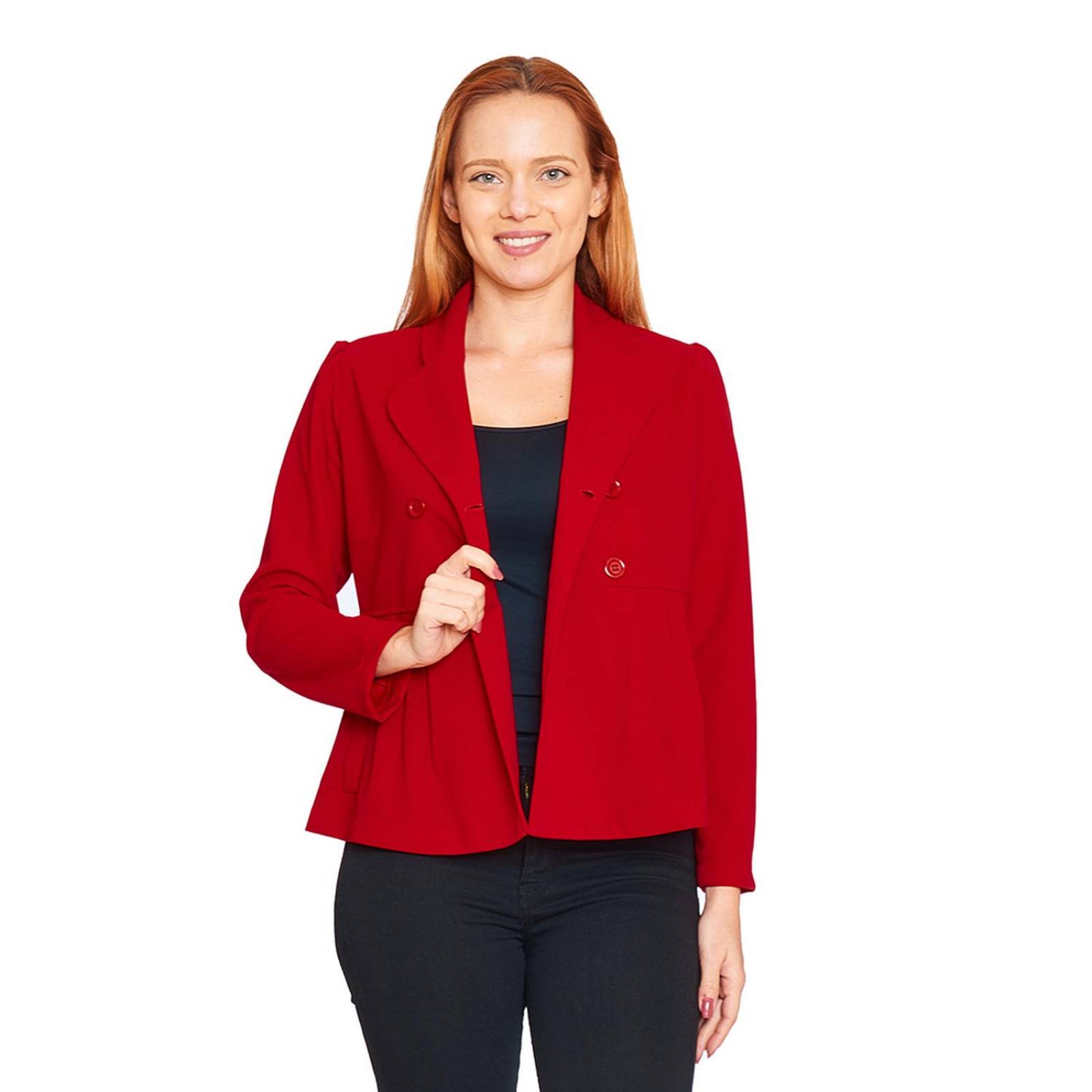 Saco Cruzado Mujer Con Botones Casual Formal Rojo