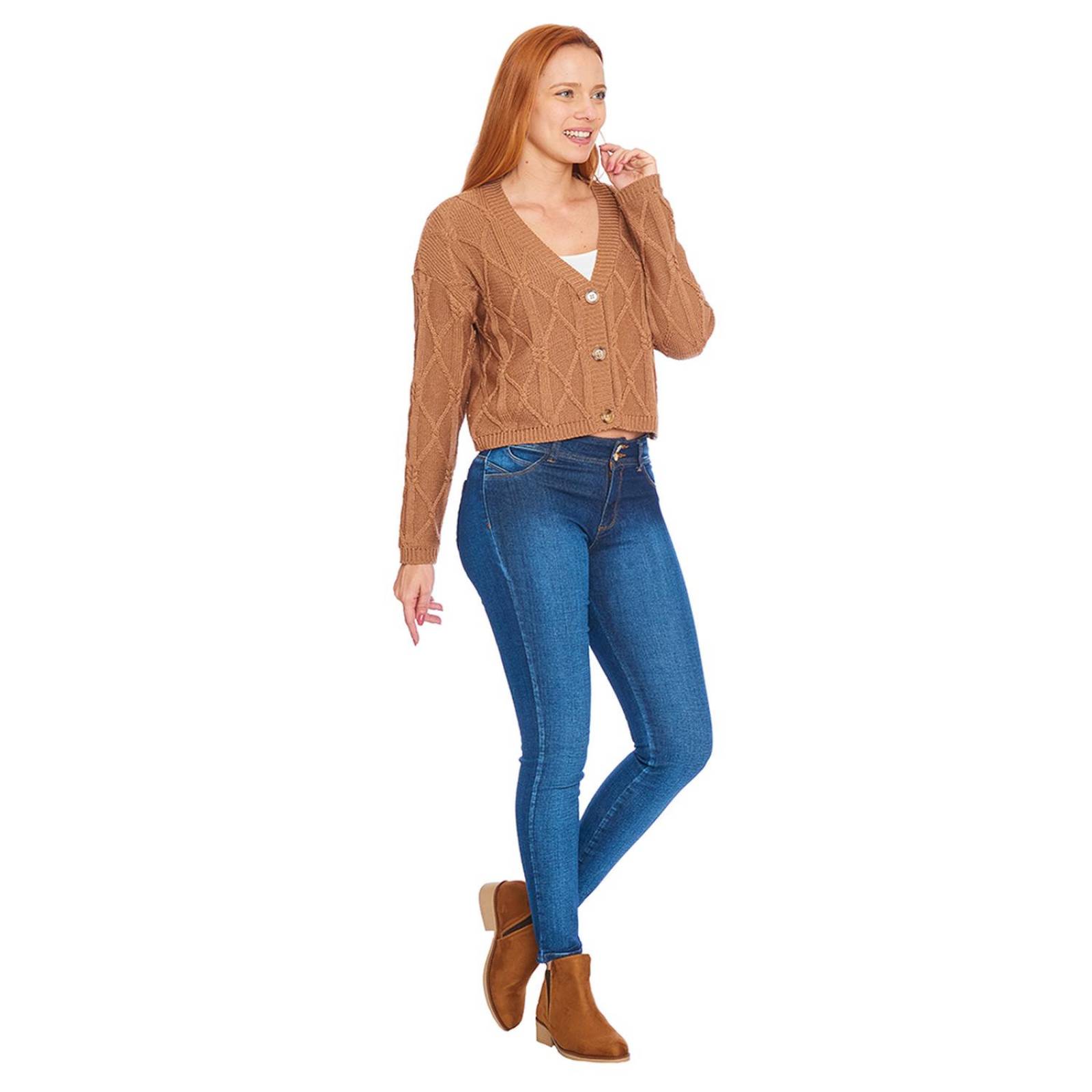 Sueter Con Botones Dama Mujer Sweater Camel Holgado