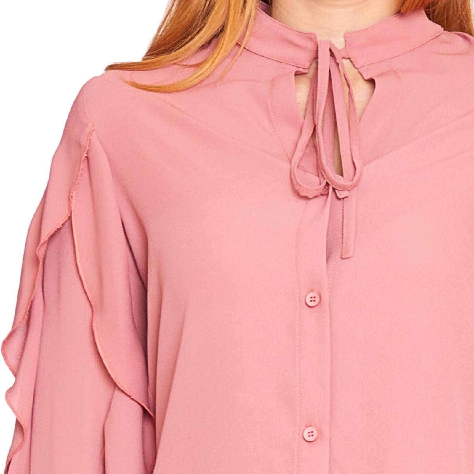 Blusa Manga Larga Con Olanes Mujer Casual Elegante