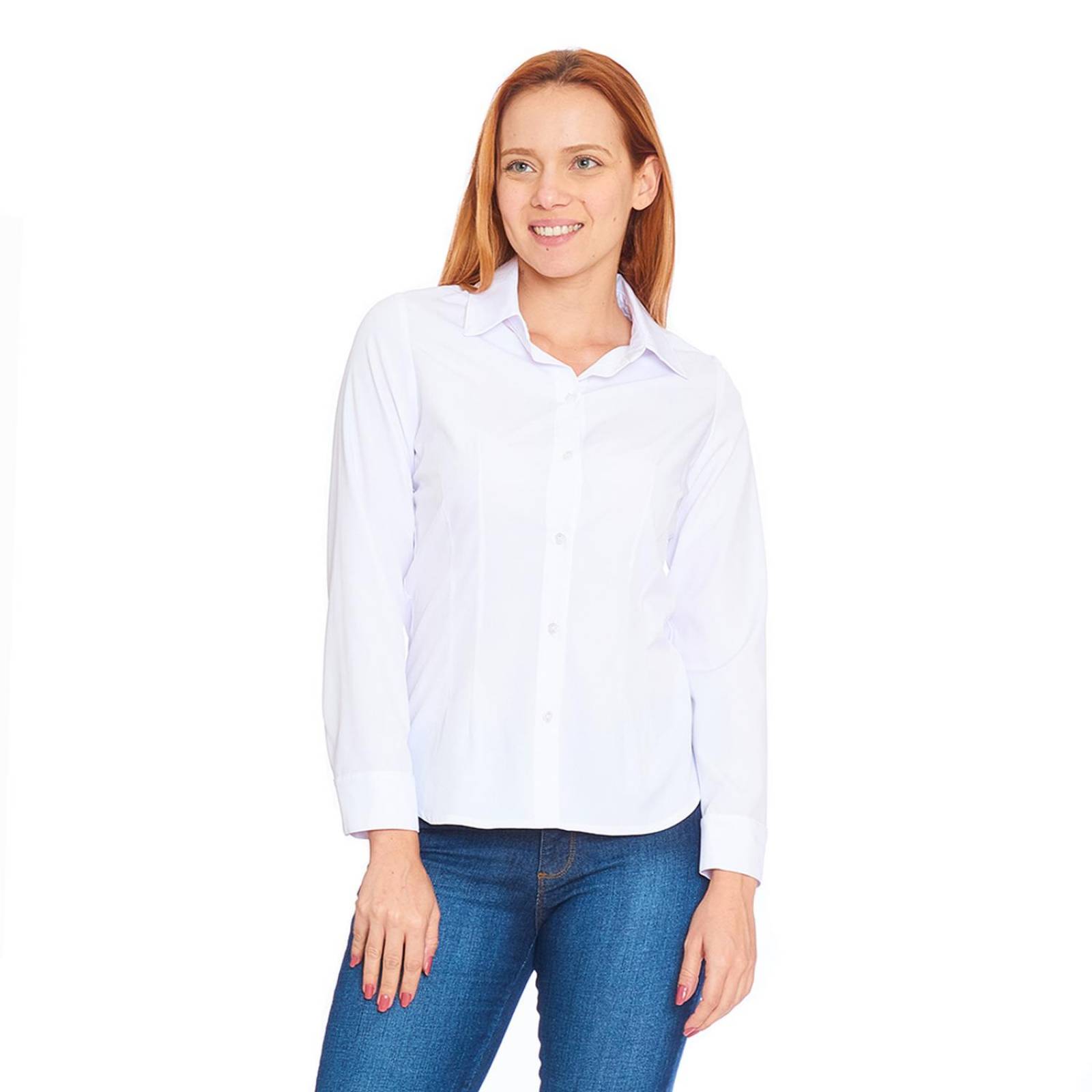 Blusa Camisera Mujer Con Pinzas Blanco Casual Elegante 