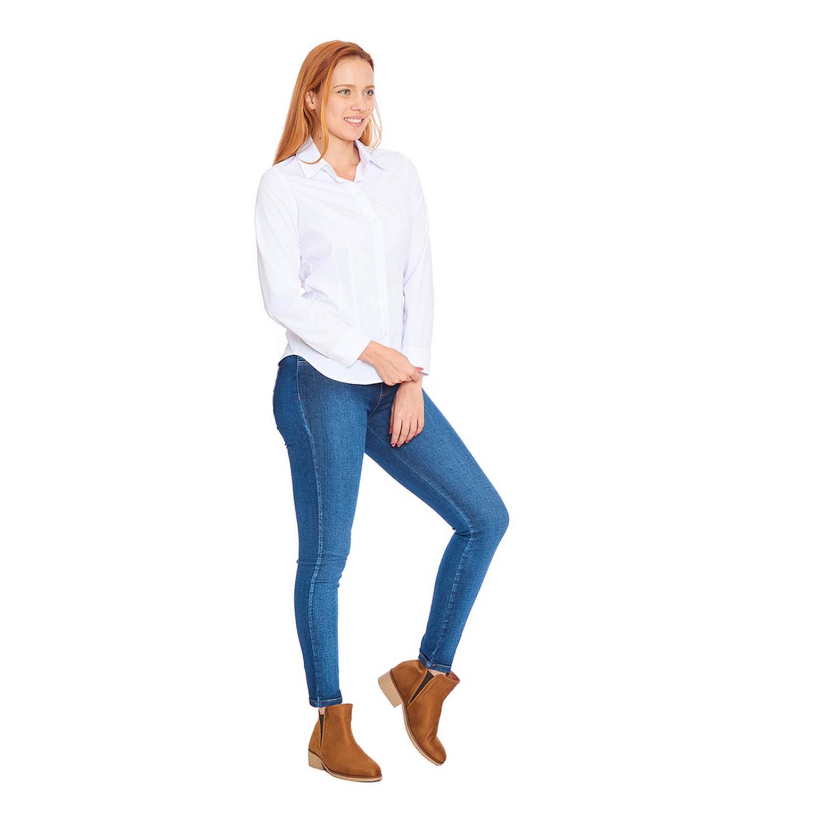 Blusa Camisera Mujer Con Pinzas Blanco Casual Elegante 