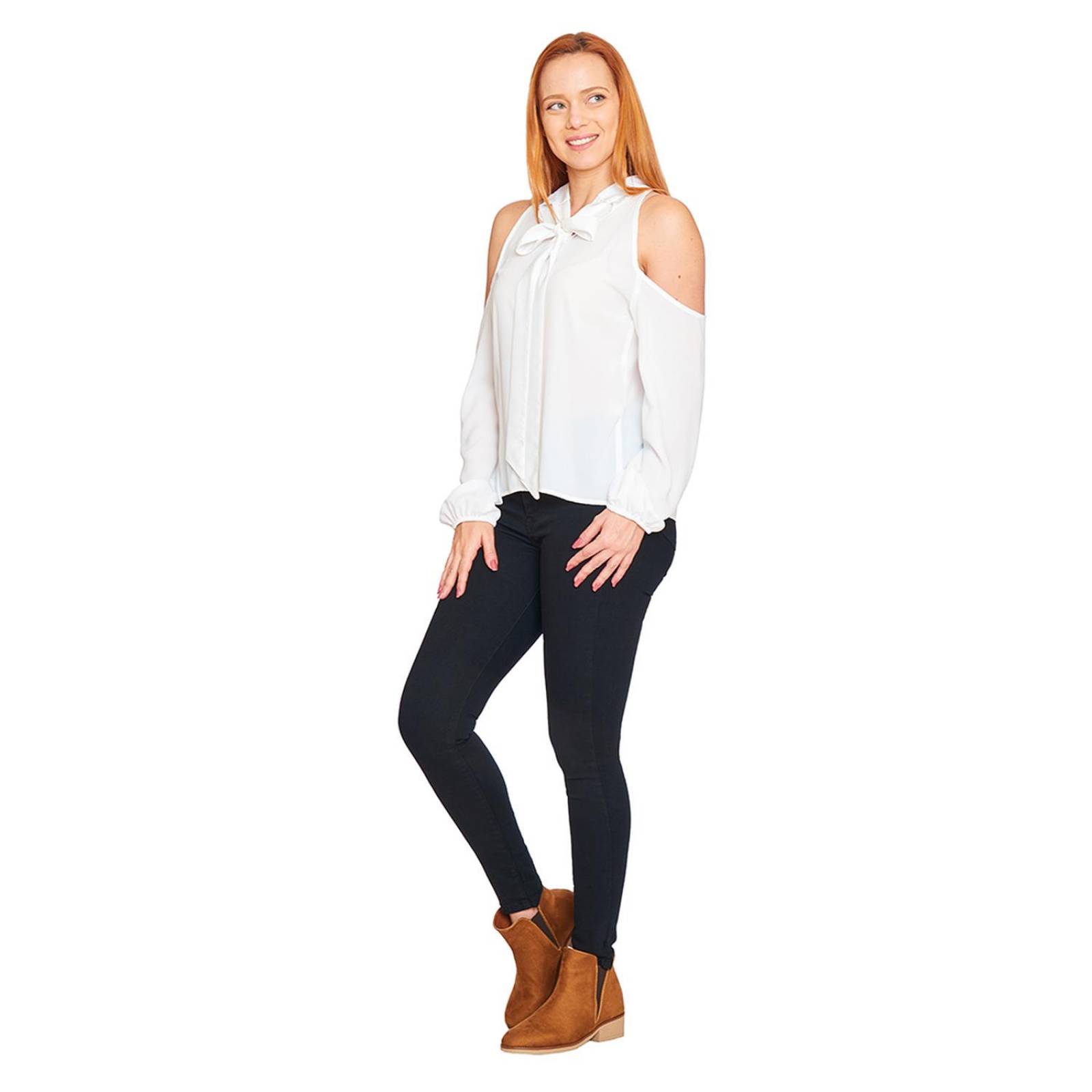 Blusa Hombro Descubierto Mujer Con Moño Ivory 