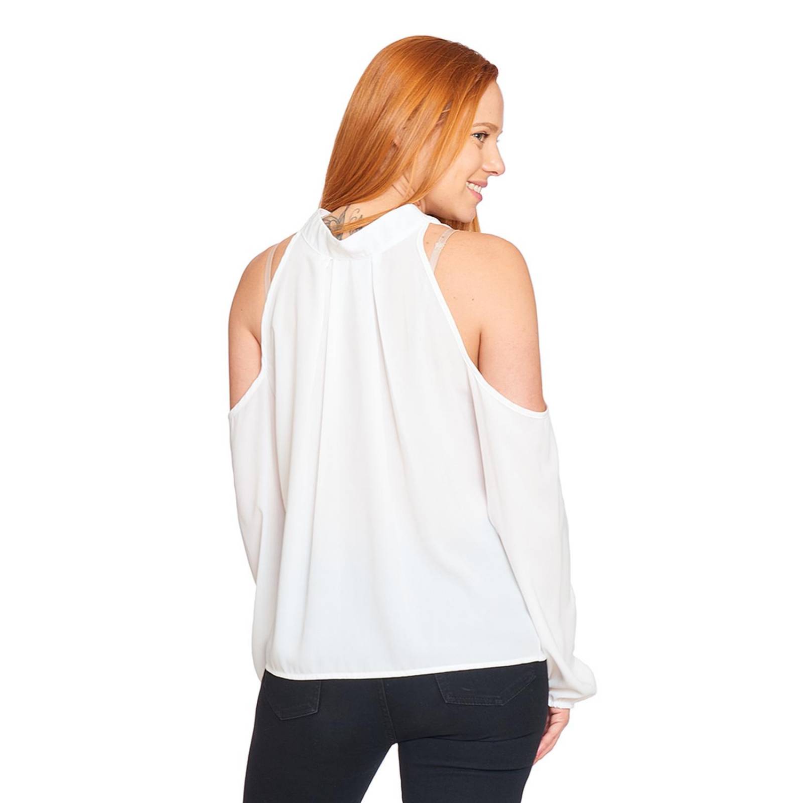 Blusa Hombro Descubierto Mujer Con Moño Ivory 