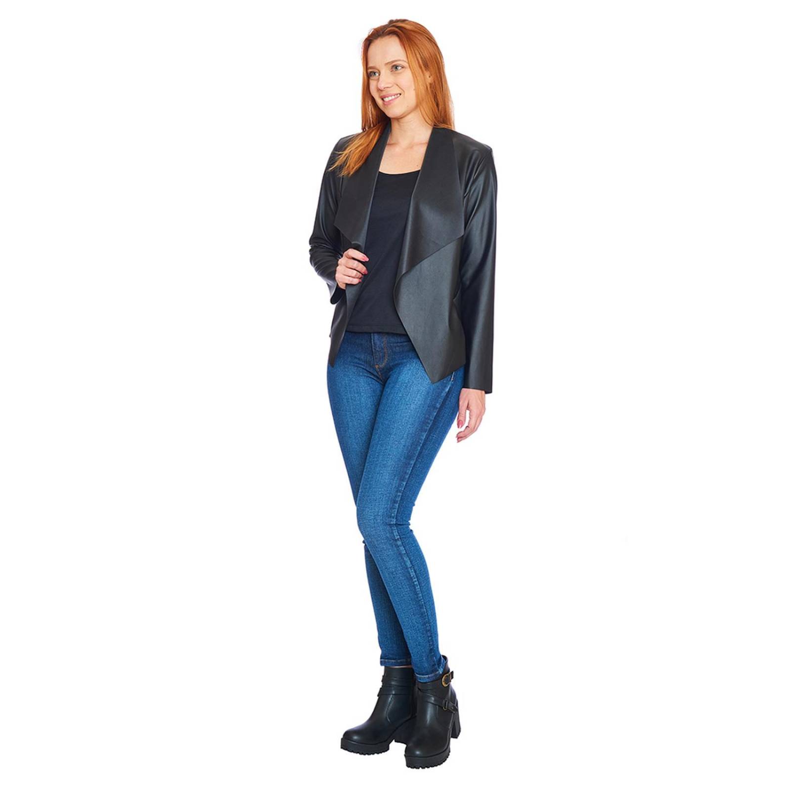Saco Vinipiel Mujer Negro Blazer Casual Formal 