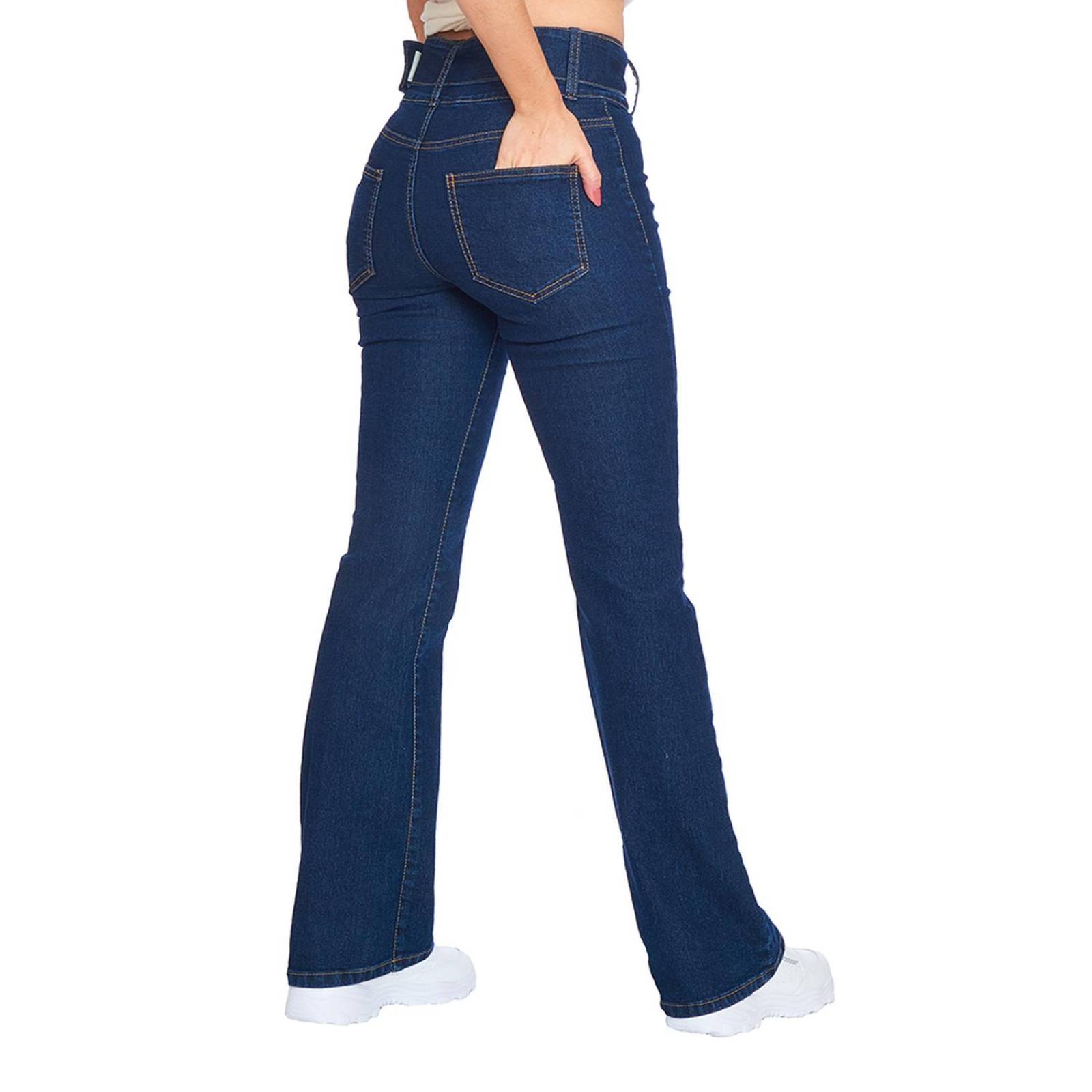 Jeans Acampanados Mujer Con Cinturon Básicos Casuales 