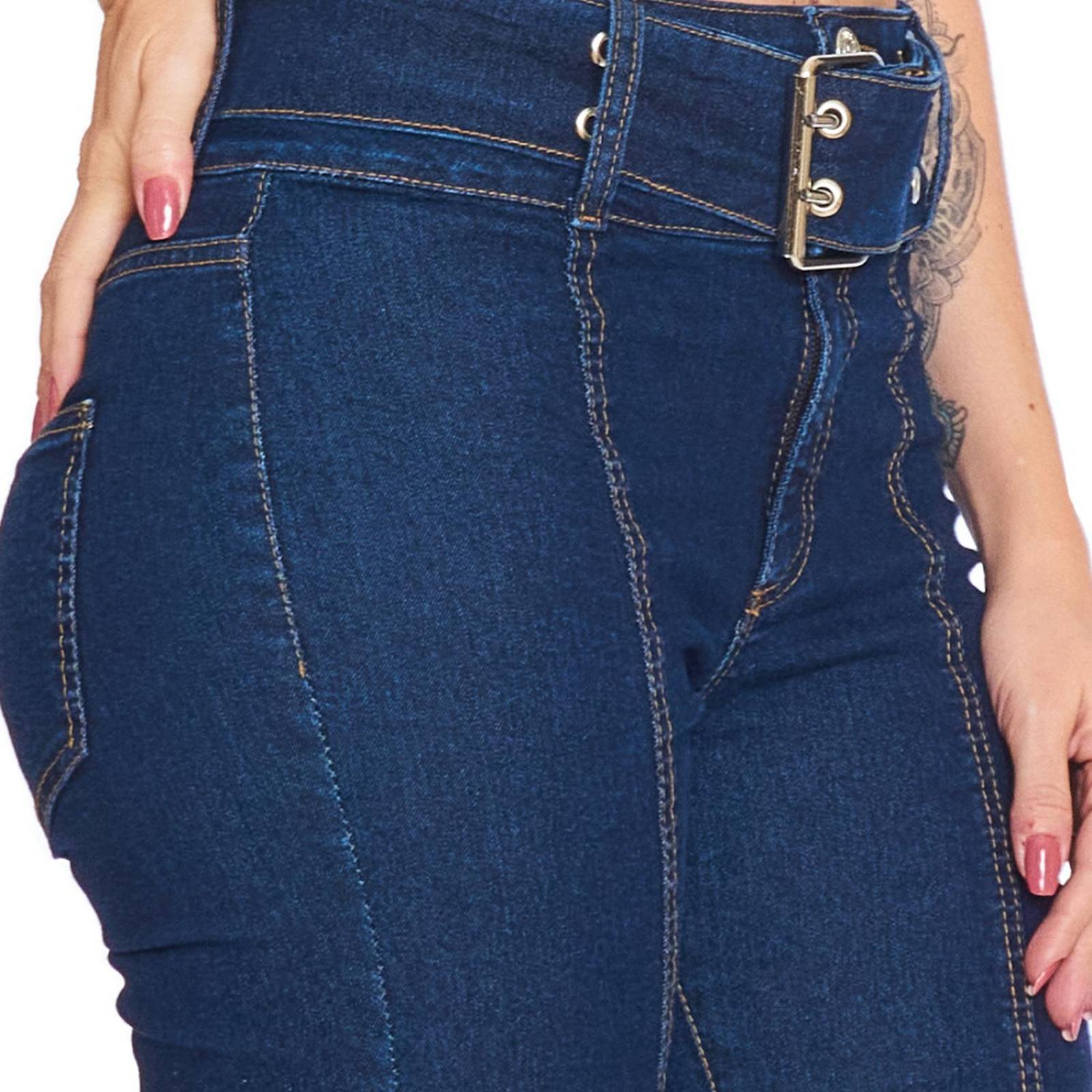 Jeans Acampanados Mujer Con Cinturon Básicos Casuales 