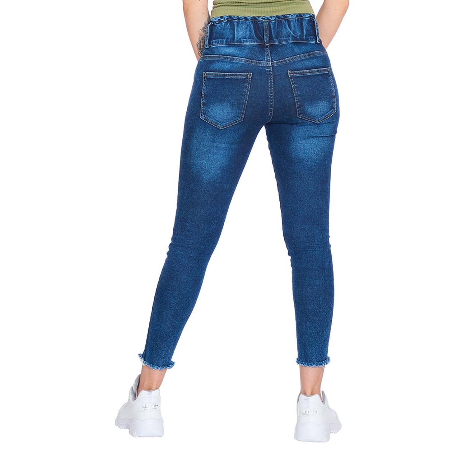 Jeans Skinny Mujer Pretina Resorte Push Up Rasgado 
