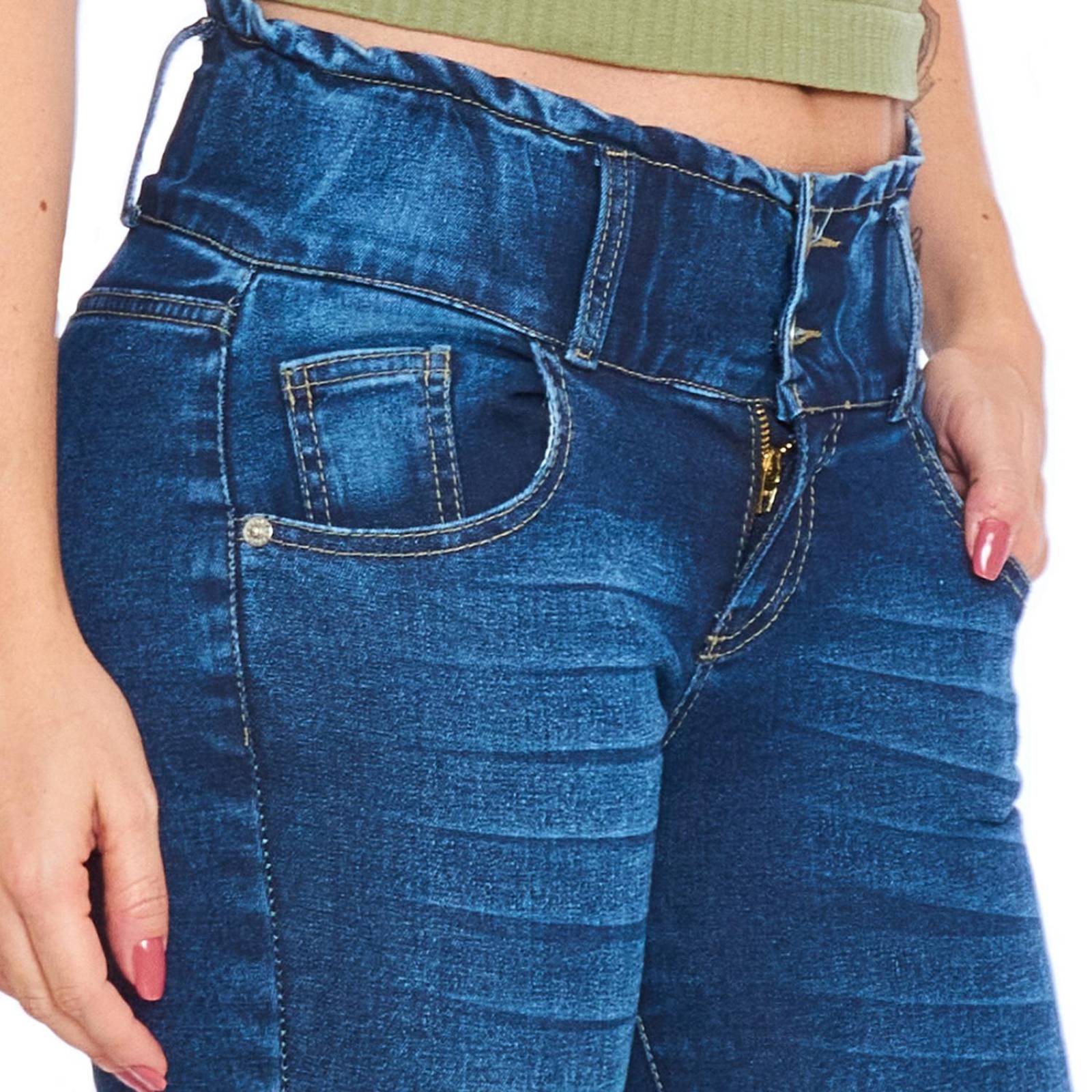 Jeans Skinny Mujer Pretina Resorte Push Up Rasgado 