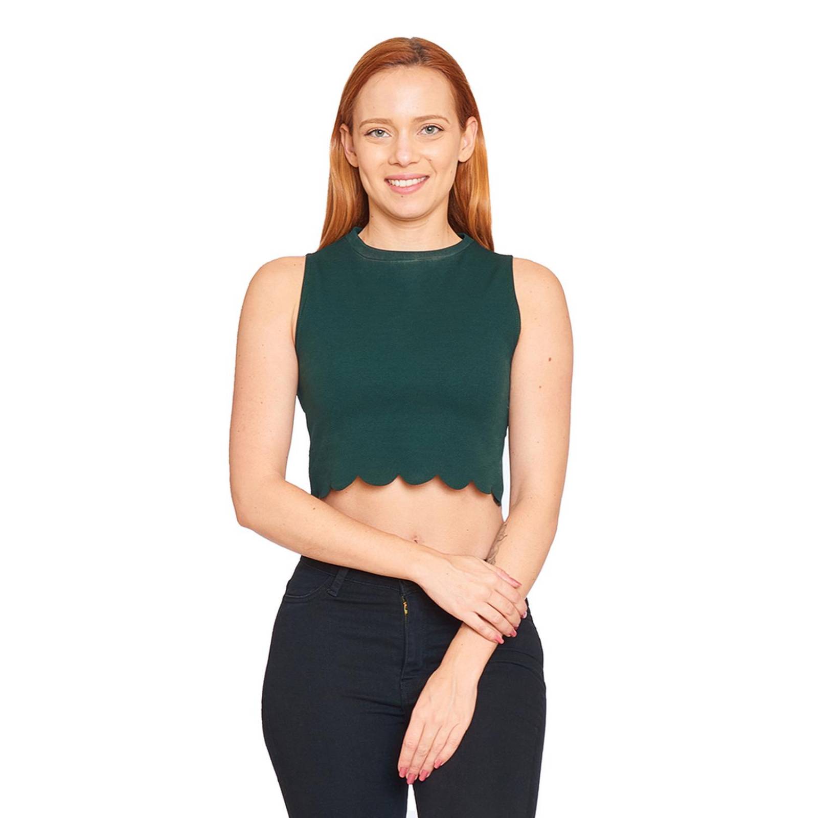 Top Blusa Sin Mangas Mujer Verde Casual Comodo 