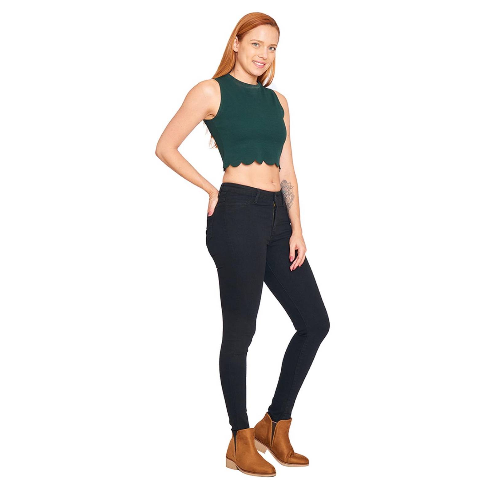 Top Blusa Sin Mangas Mujer Verde Casual Comodo 