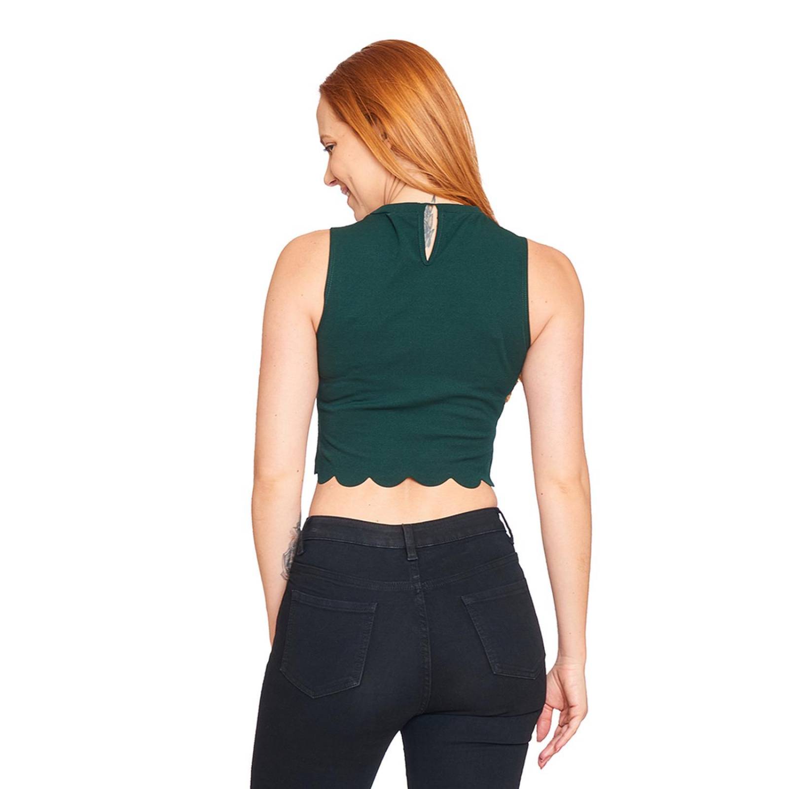 Top Blusa Sin Mangas Mujer Verde Casual Comodo 