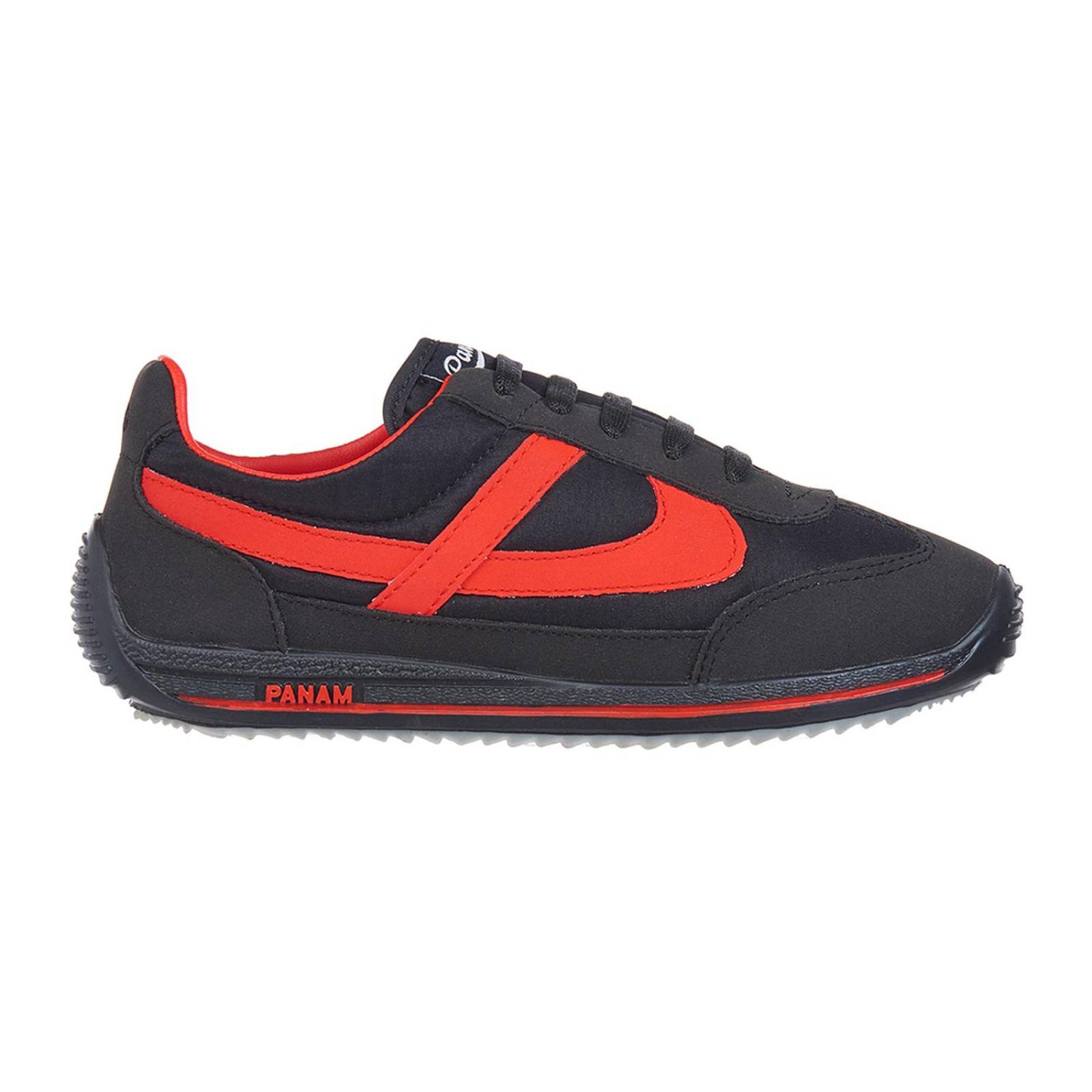 Tenis Panam Hombre Caballero Basics Negro Rojo 086