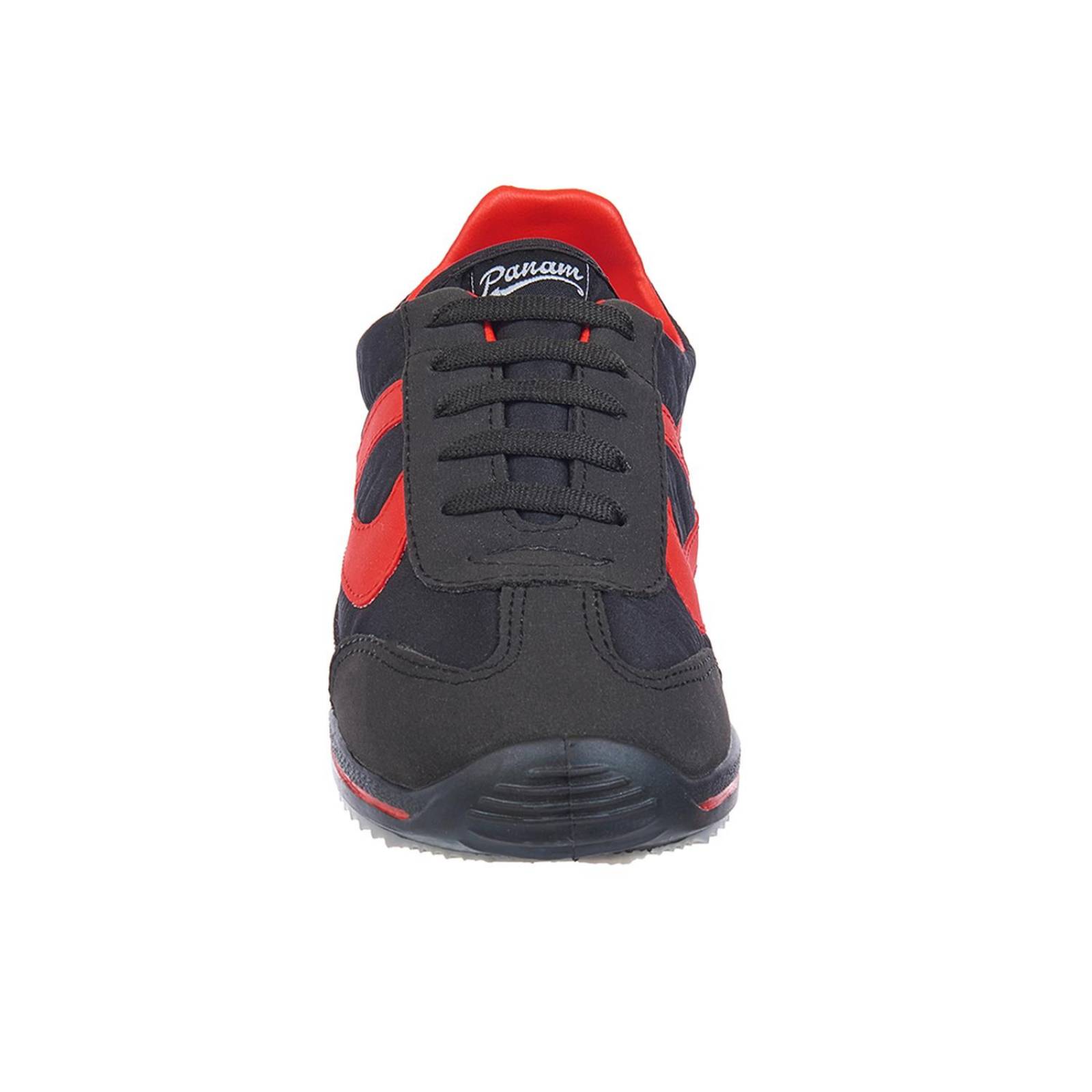Tenis Panam Hombre Caballero Basics Negro Rojo 086