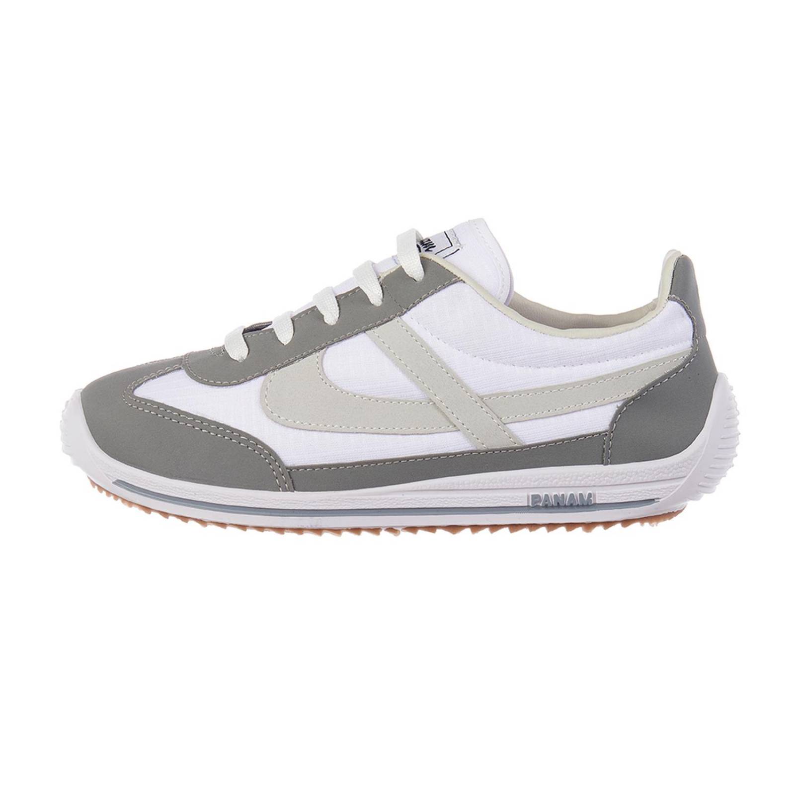 Tenis Panam Hombre Clásico Basics Textil Blanco Gris 086