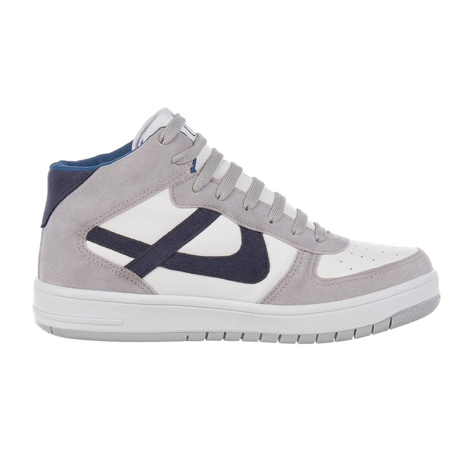 Tenis Tipo Bota Panam Hombre Basics Blanco Negro Correa 
