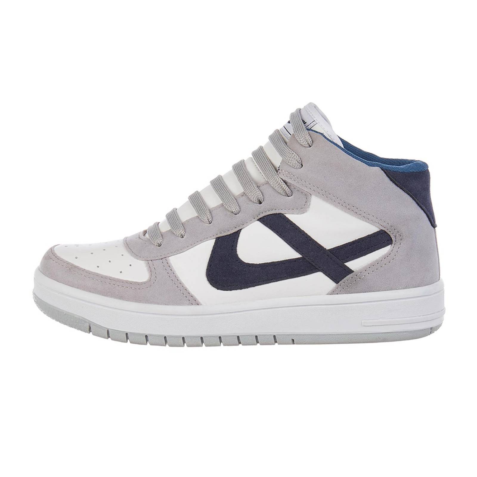 Tenis Tipo Bota Panam Hombre Basics Blanco Negro Correa 