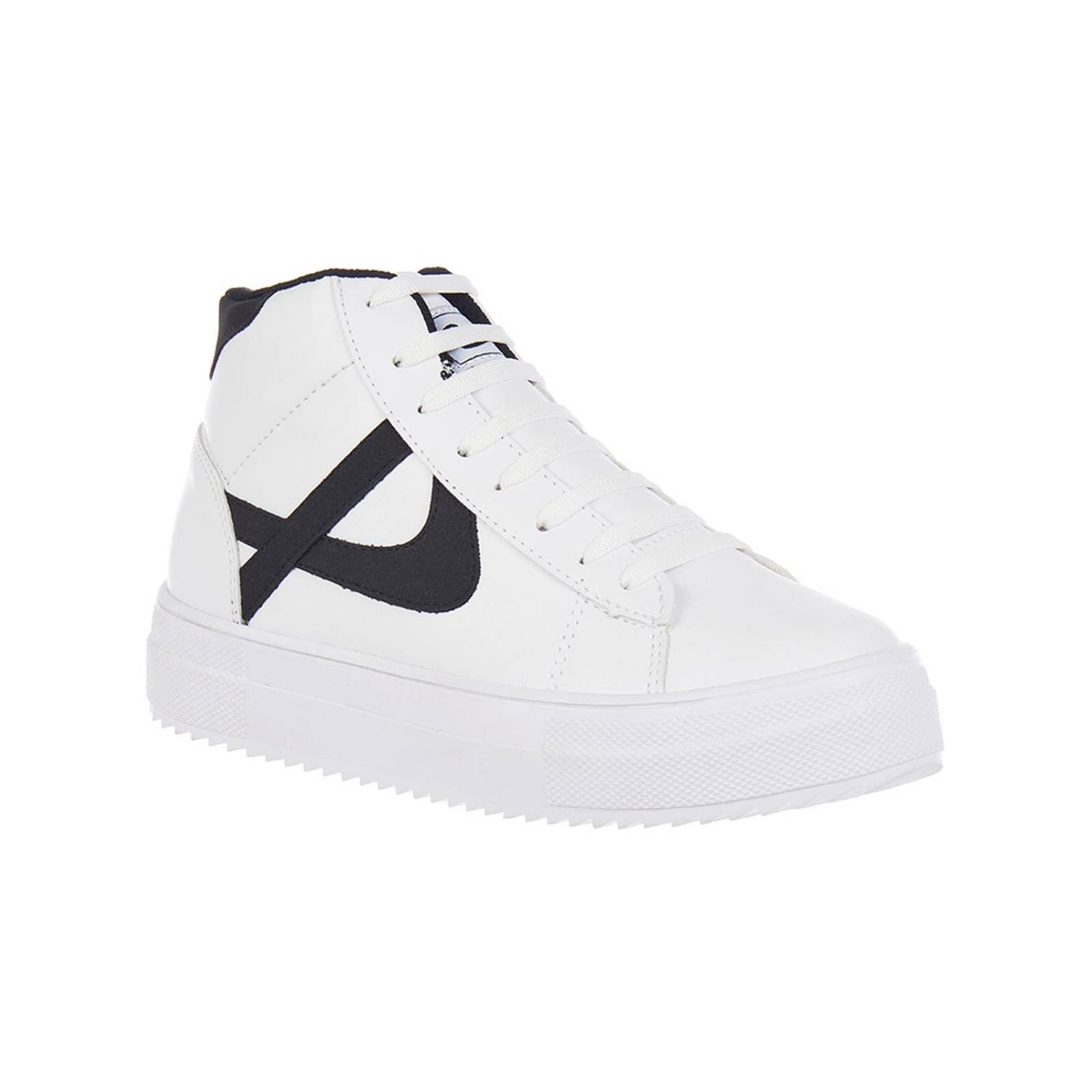 Tenis Panam Mujer Tipo Bota Moda Basics Blanco Negro Cómodo 