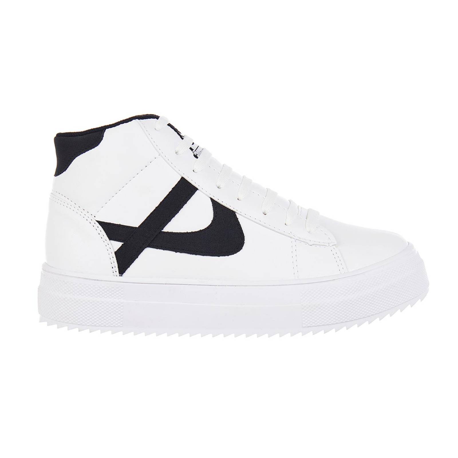 Tenis Panam Mujer Tipo Bota Moda Basics Blanco Negro Cómodo 