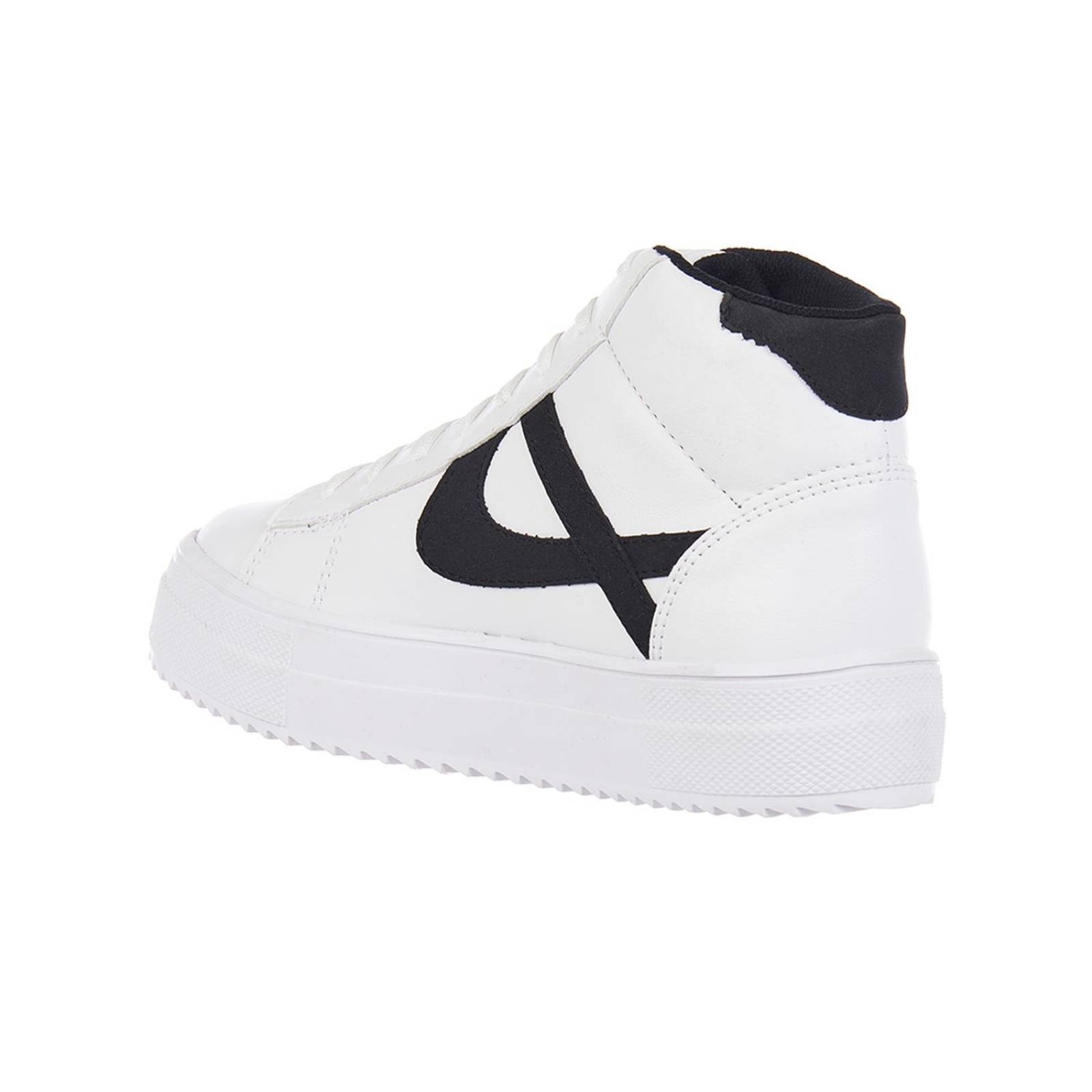 Tenis Panam Mujer Tipo Bota Moda Basics Blanco Negro Cómodo 