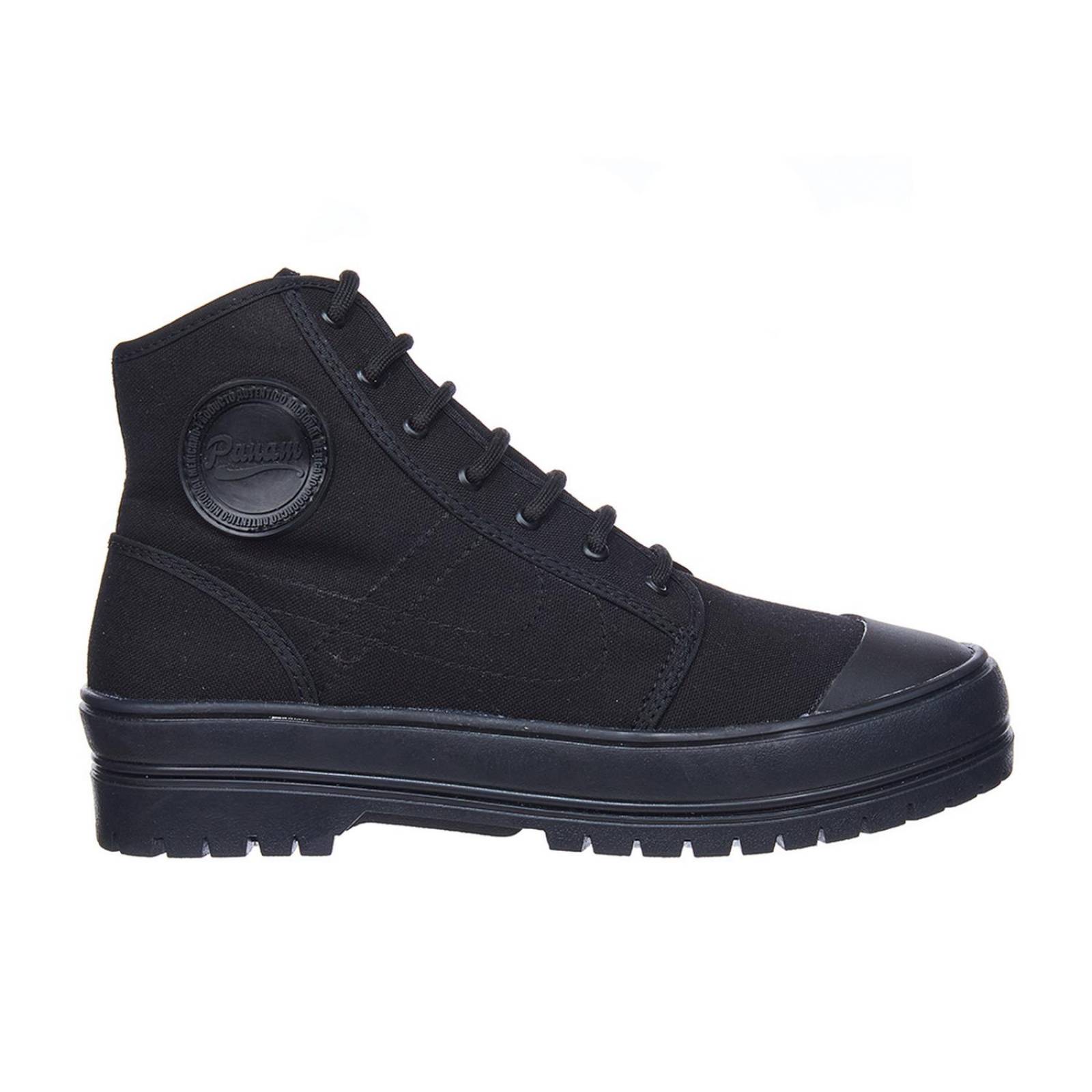 Tenis Panam Bota Mujer Negro Tipo Converse Plataforma 
