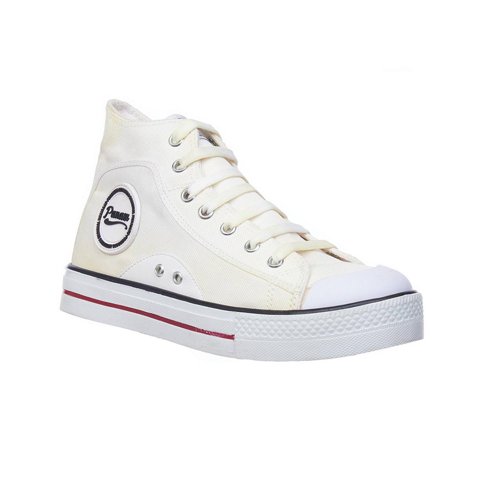 Tenis Panam Bota Mujer Blanco Tipo Converse Plataforma 