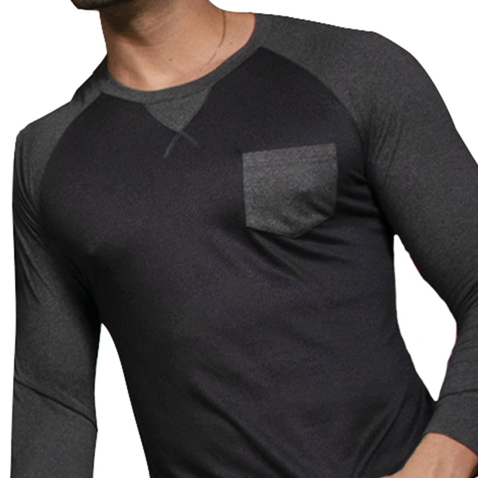 Playera Beisbolera Para Hombre Casual Basica Slim Fit Gris 