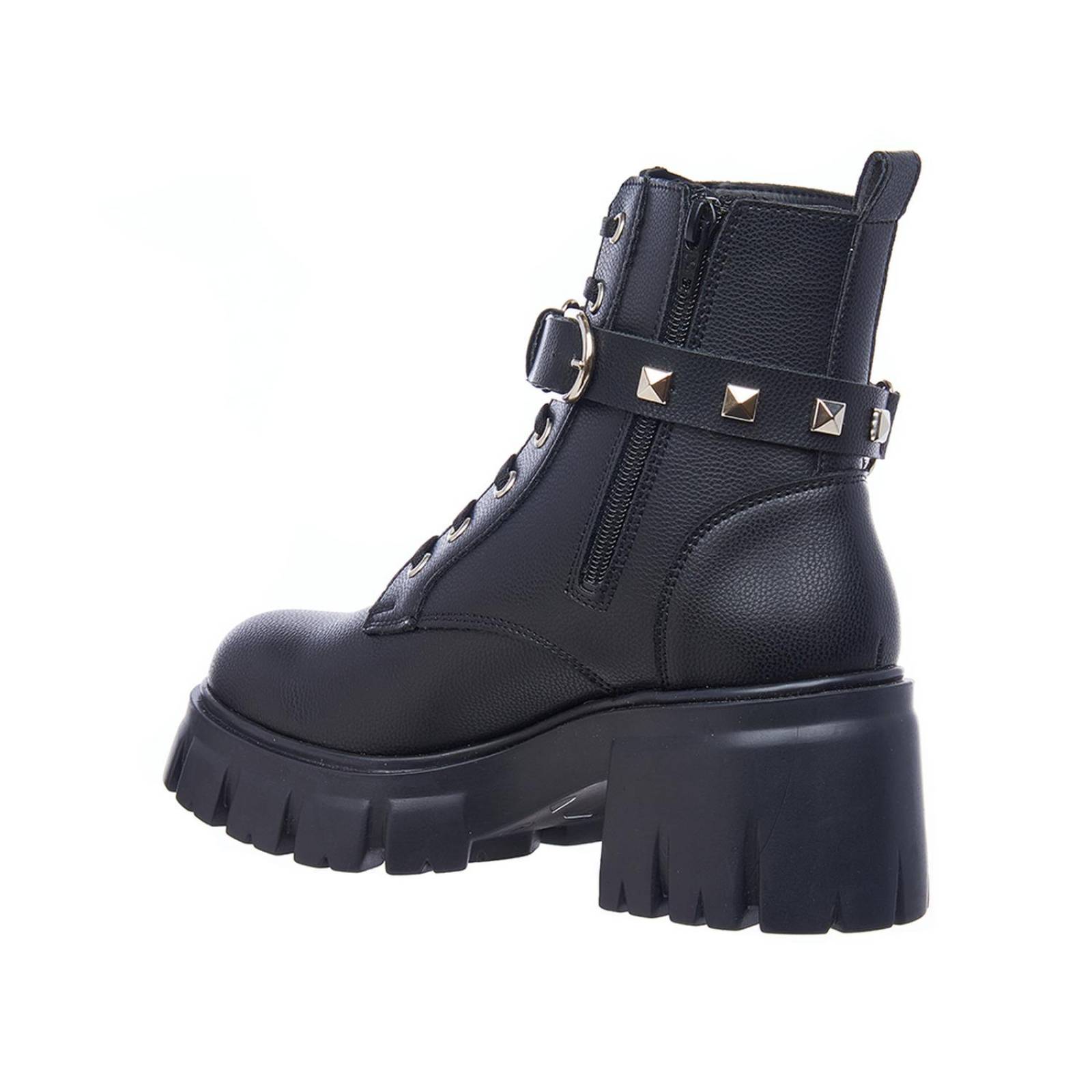 Botas Mujer Negro Con Cadena Diseño Gotico Casuales 