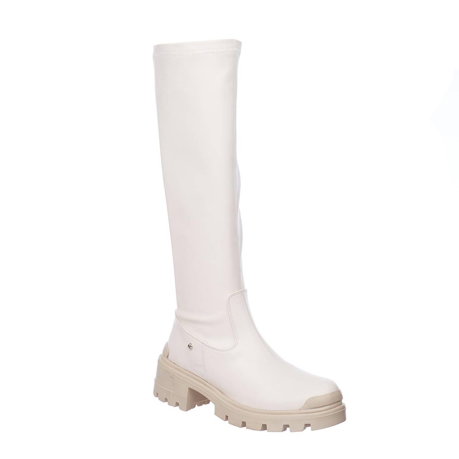 Botas Altas Mujer Tipo Piel Late Con Plataforma Lisas 