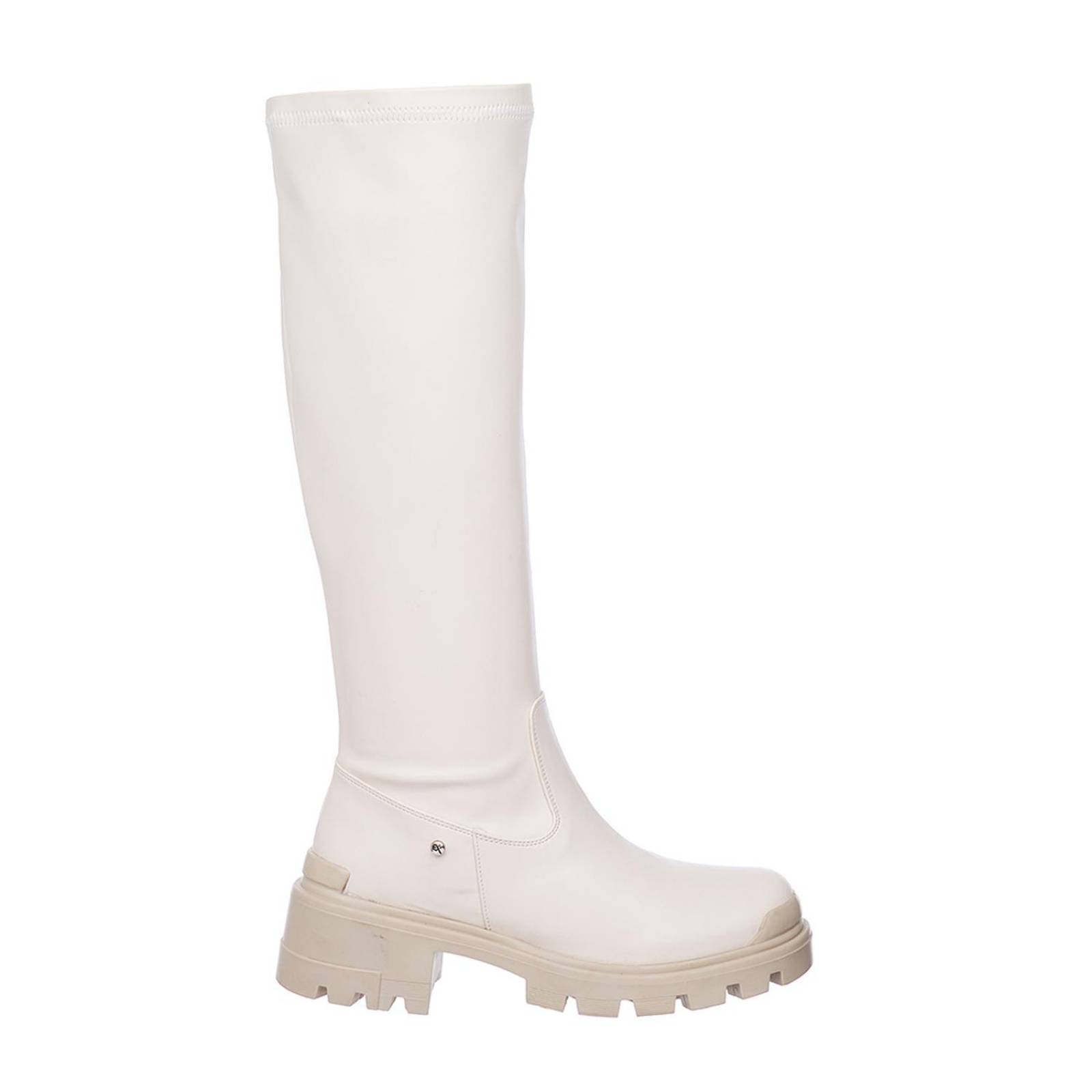 Botas Altas Mujer Tipo Piel Late Con Plataforma Lisas 