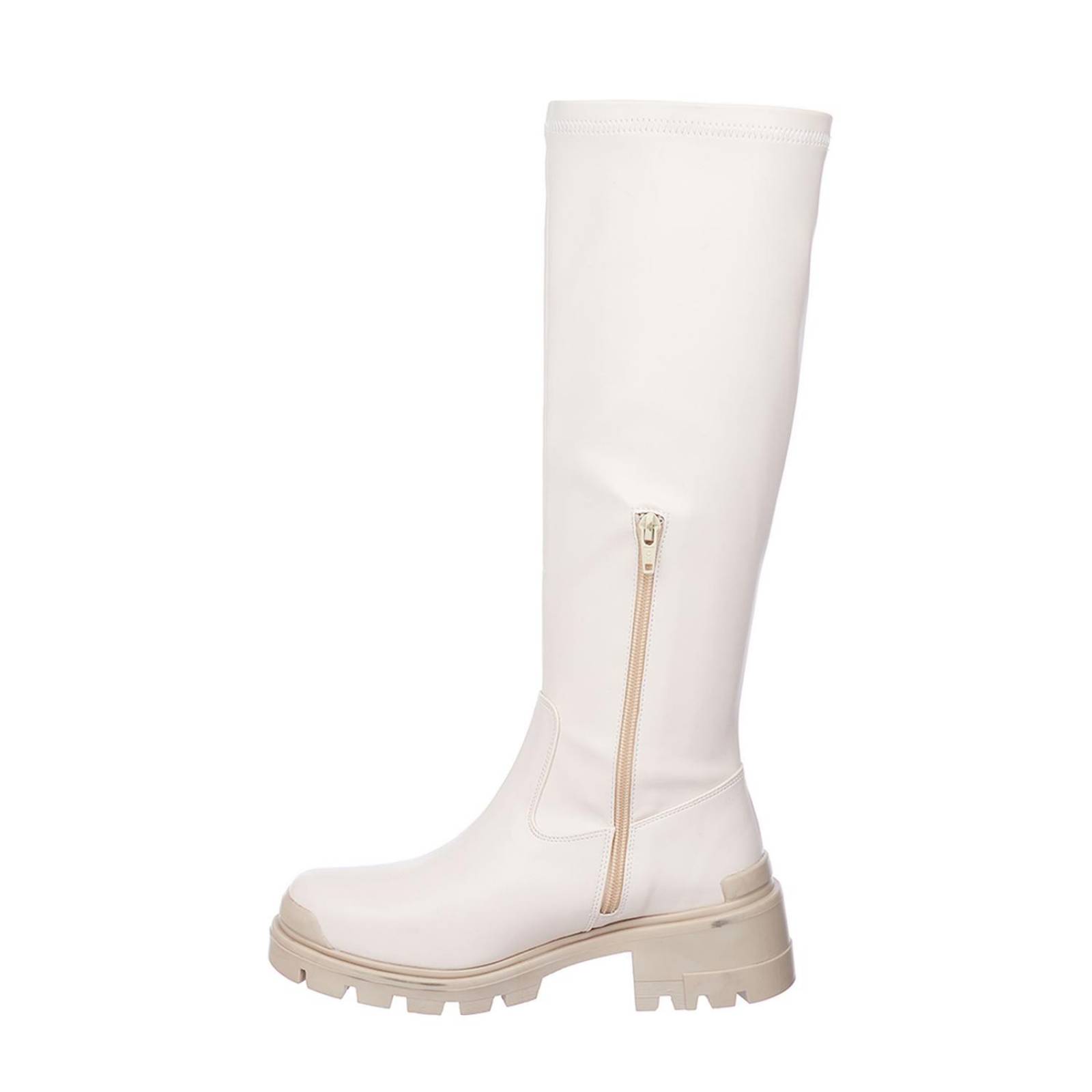 Botas Altas Mujer Tipo Piel Late Con Plataforma Lisas 