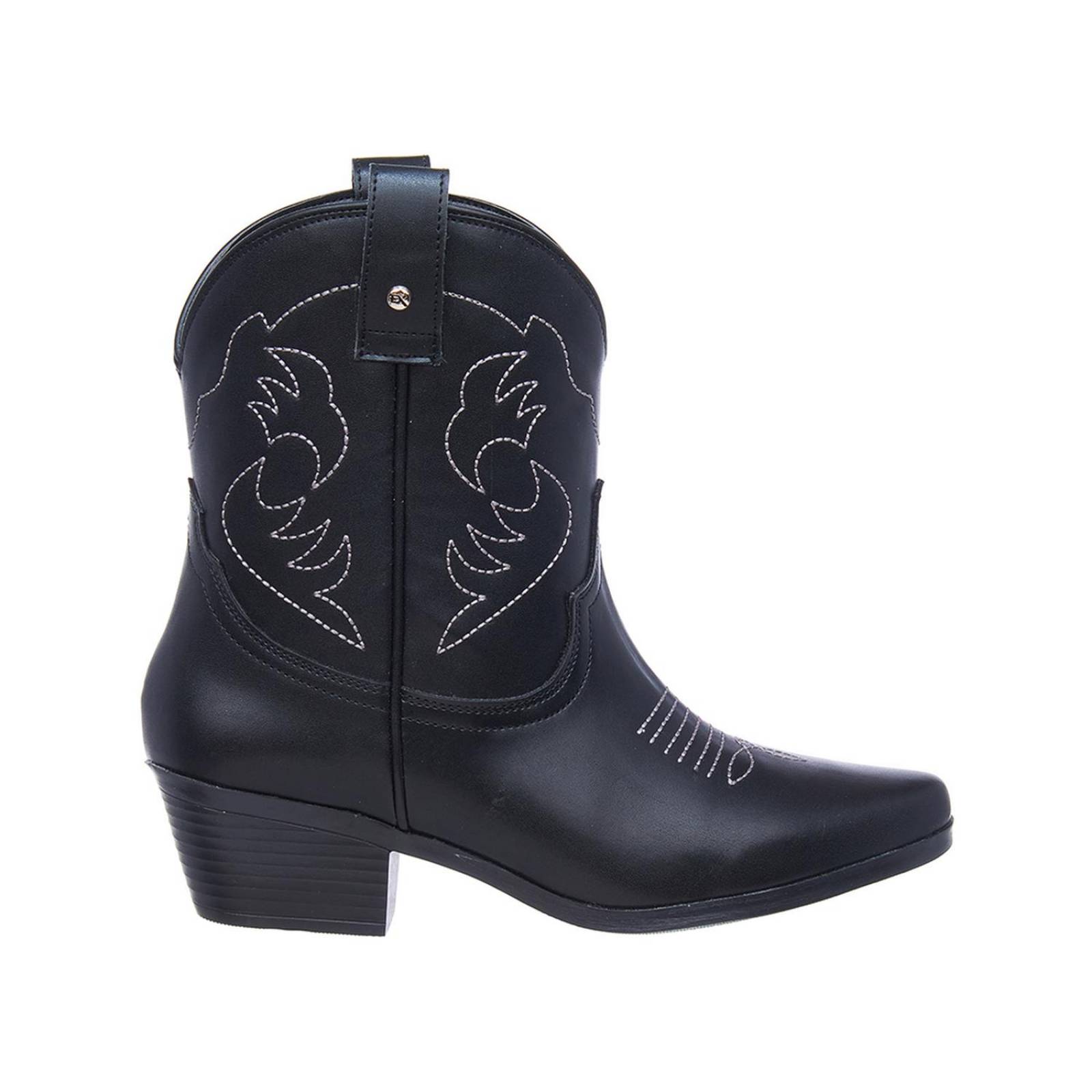 Botines Vaqueros Negros Mujer Moda Casual Tacón Bajo 