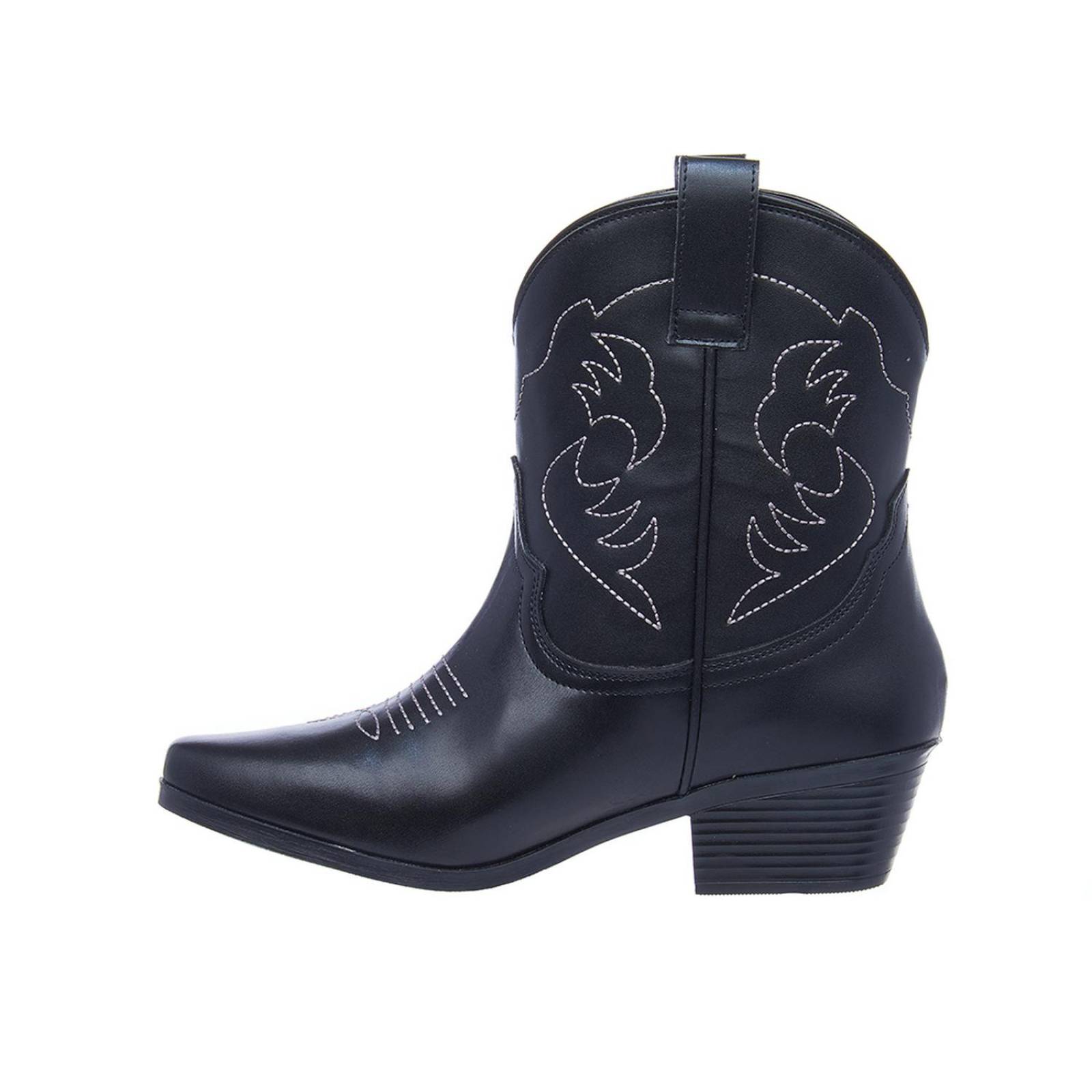 Botines Vaqueros Negros Mujer Moda Casual Tacón Bajo 