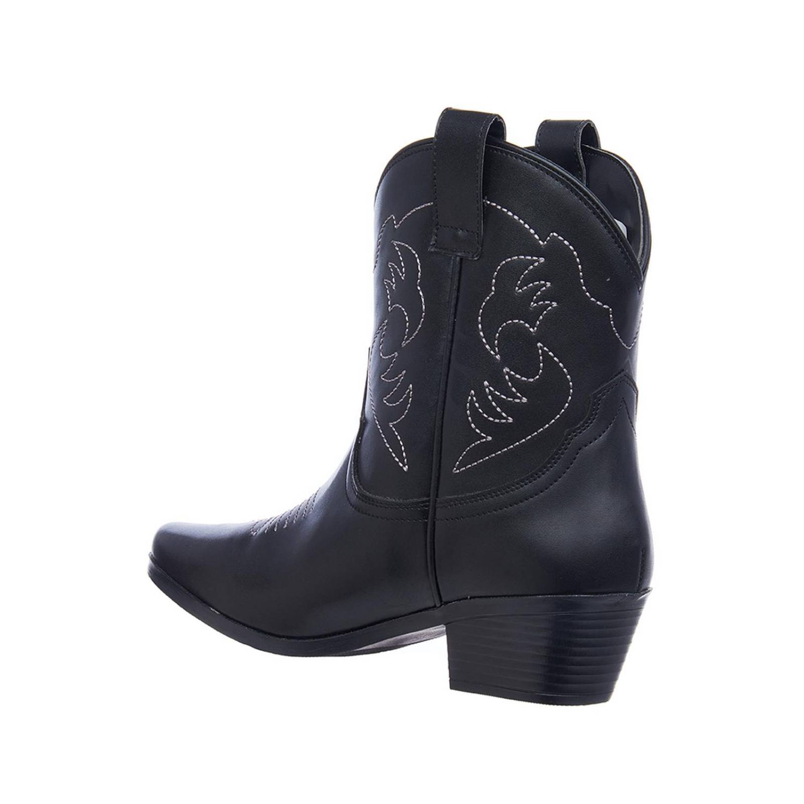 Botines Vaqueros Negros Mujer Moda Casual Tacón Bajo 