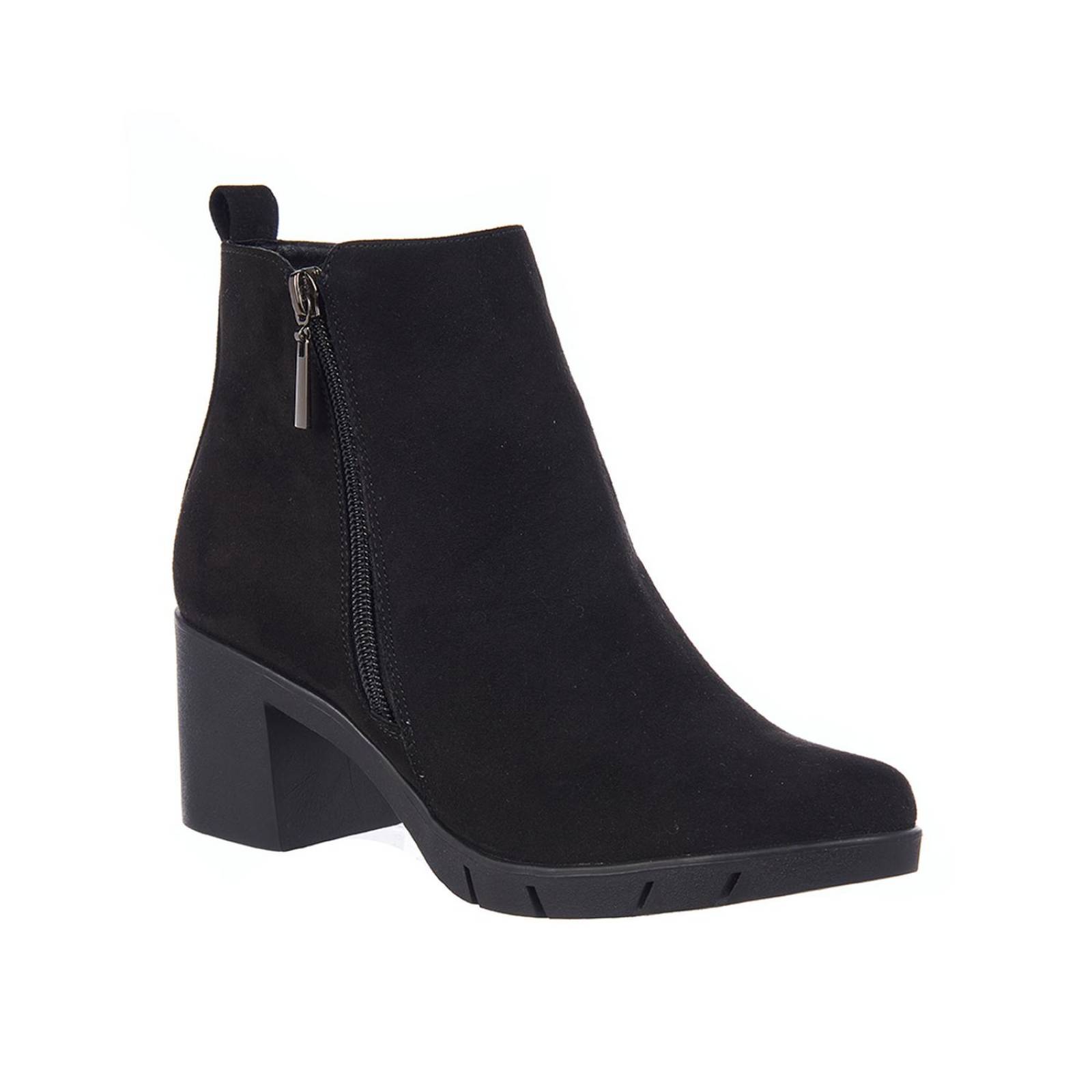 Botines Básicos Mujer Lisos Tipo Gamuza Negros 