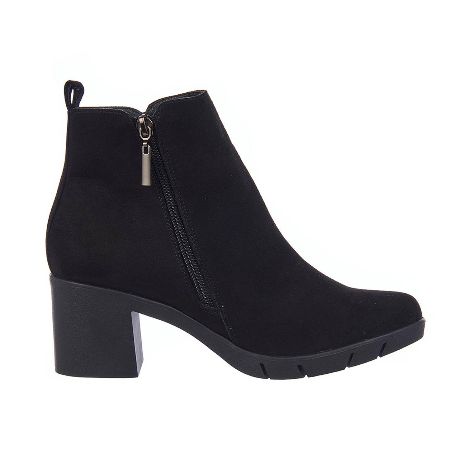 Botines Básicos Mujer Lisos Tipo Gamuza Negros 