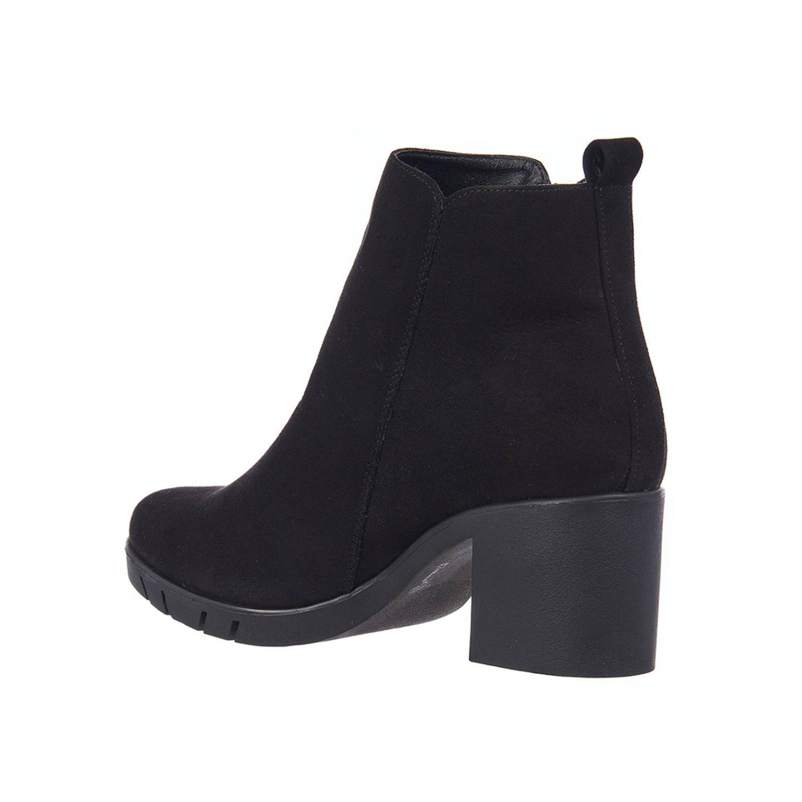 Botines Básicos Mujer Lisos Tipo Gamuza Negros 