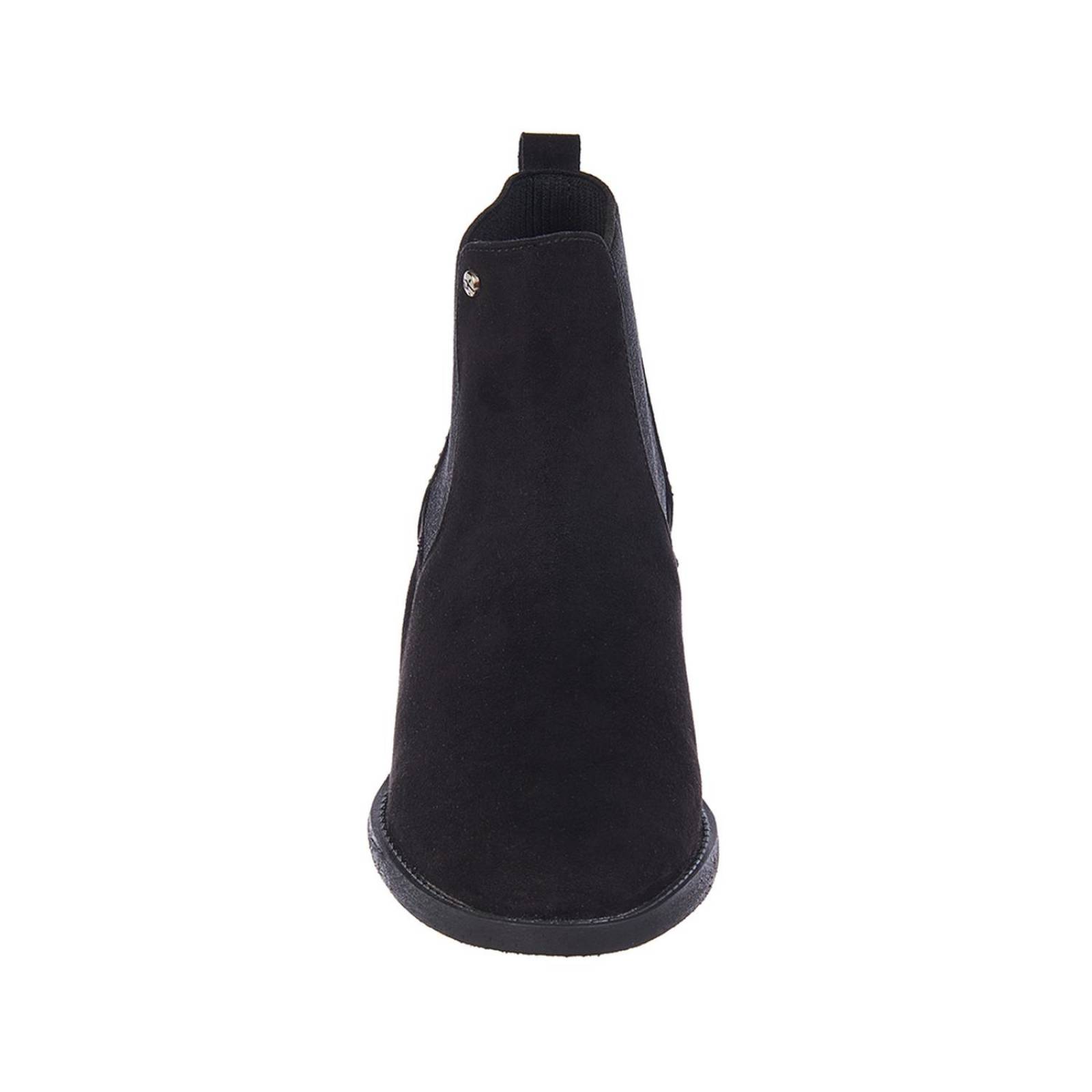 Botines Chelsea Con Pedrería Mujer Negro y Elastico