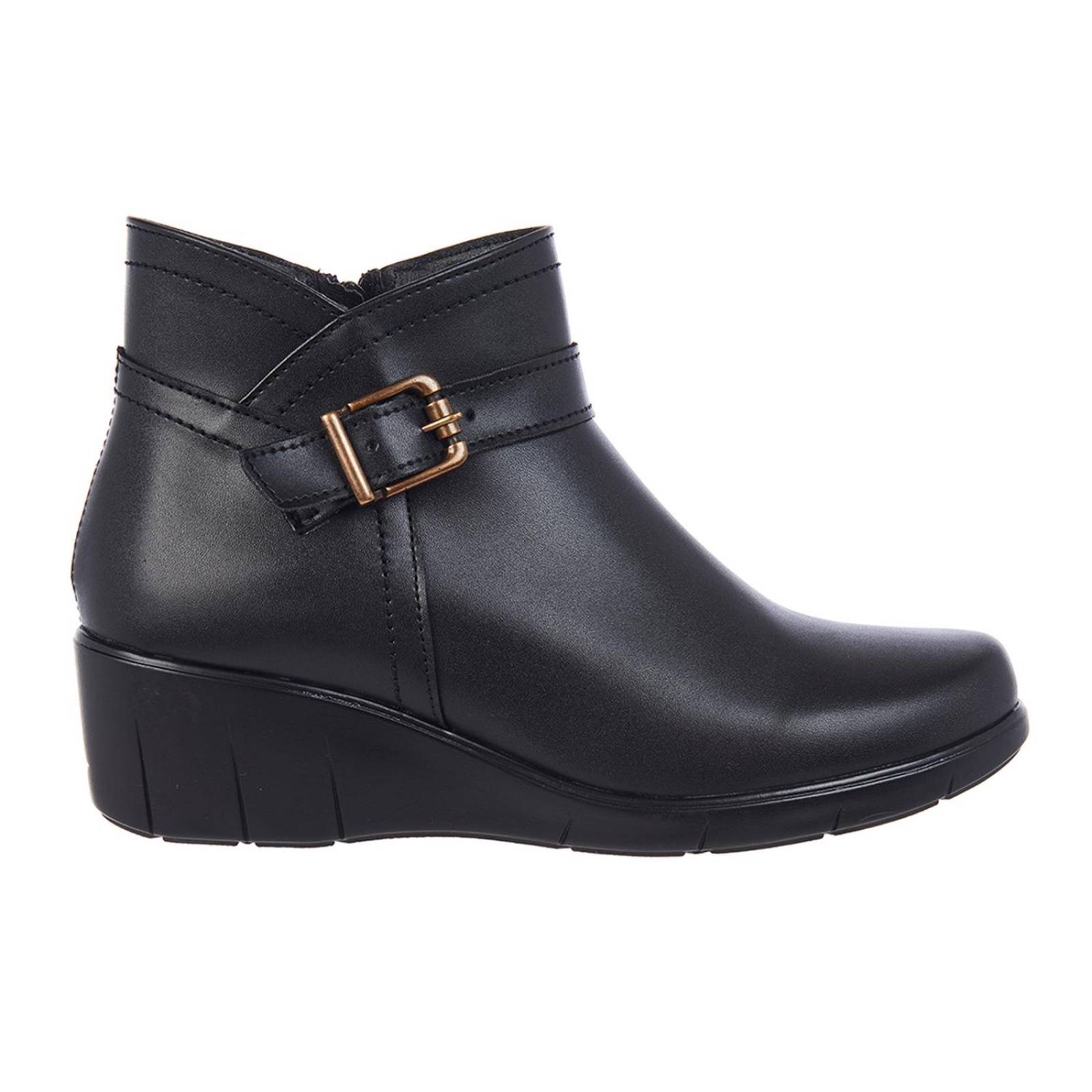 Botines Mujer Plataforma Tipo Piel Negro Formal Casual 