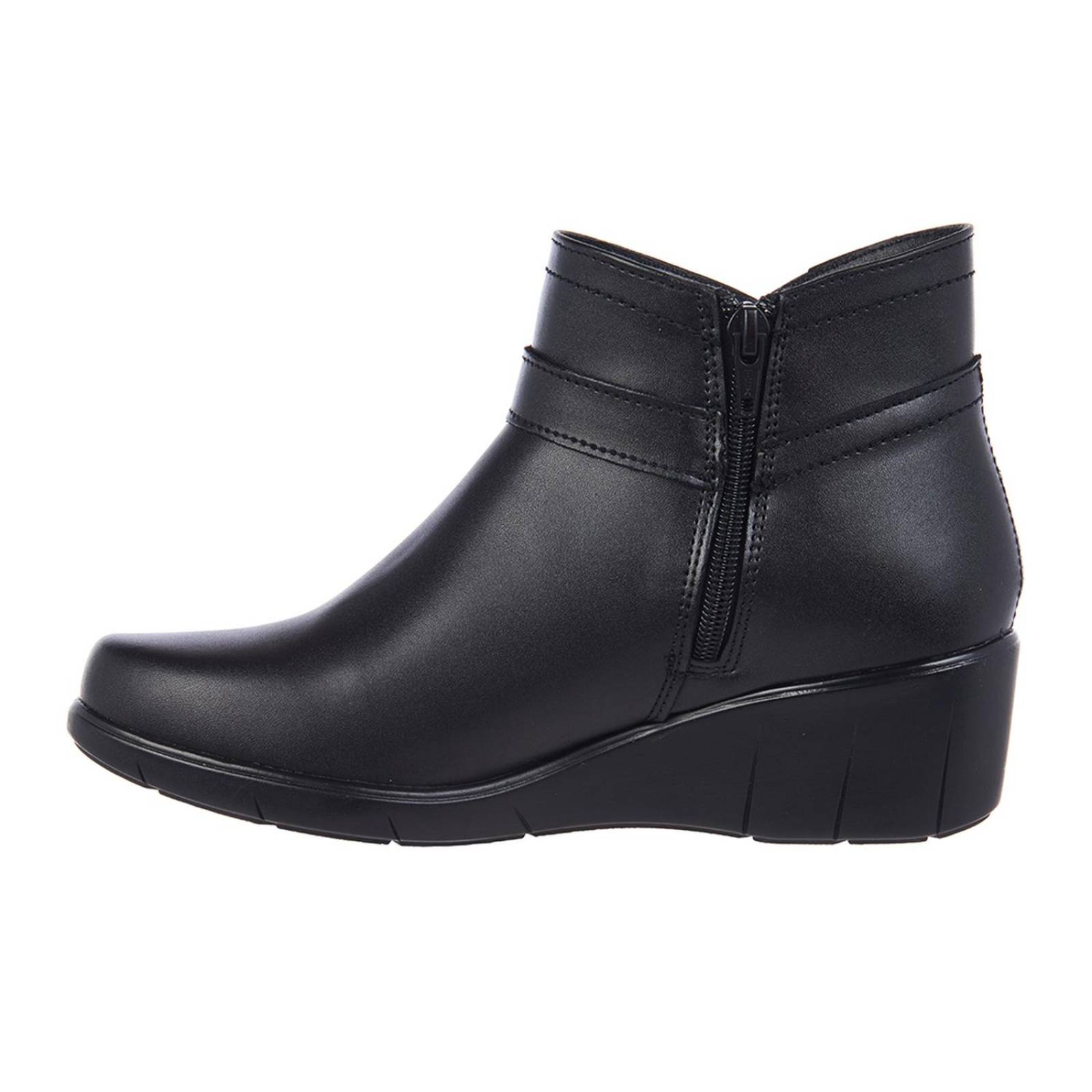 Botines Mujer Plataforma Tipo Piel Negro Formal Casual 