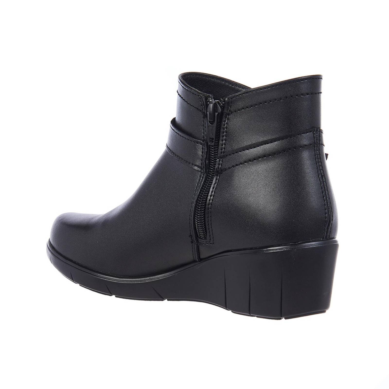 Botines Mujer Plataforma Tipo Piel Negro Formal Casual 