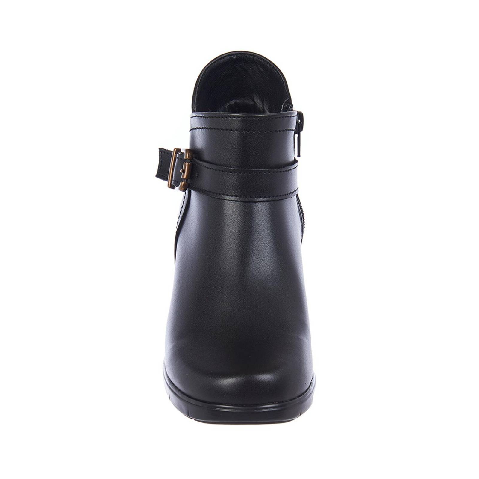 Botines Mujer Plataforma Tipo Piel Negro Formal Casual 