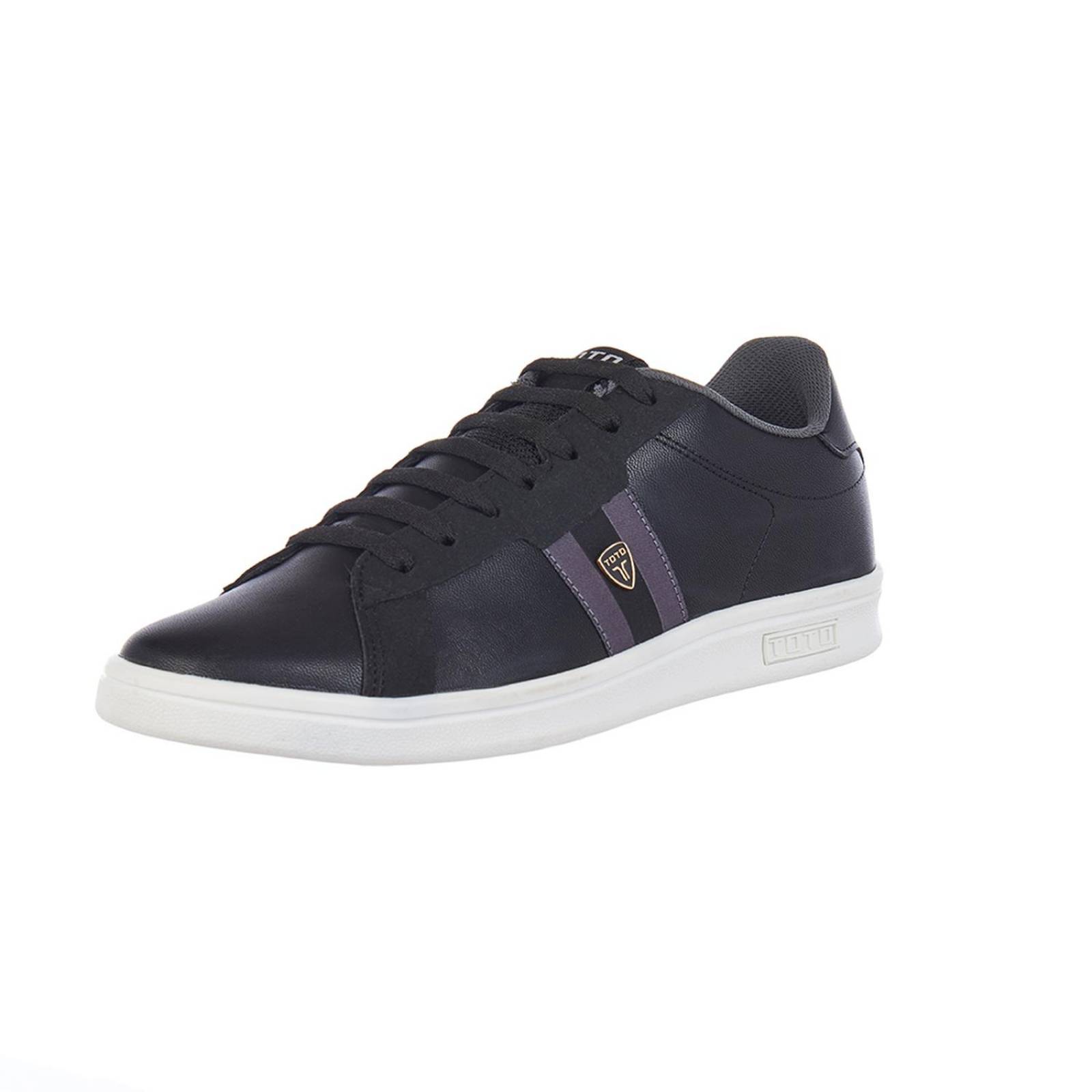 Tenis Choclo Para Hombre Tipo Piel Negro Casuales 