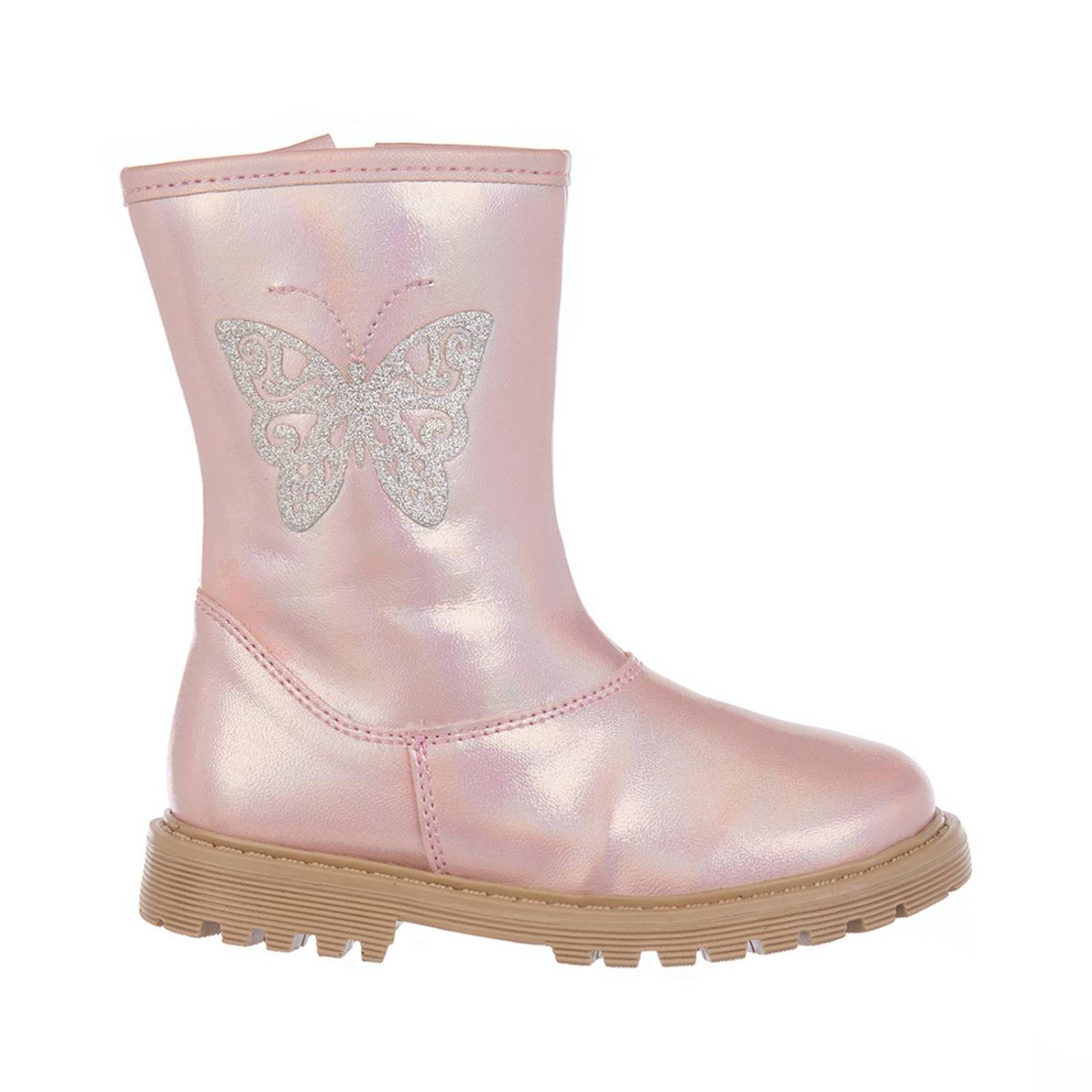 Botas Para Niñas Con Mariposa De Brillos Rosa Casual 
