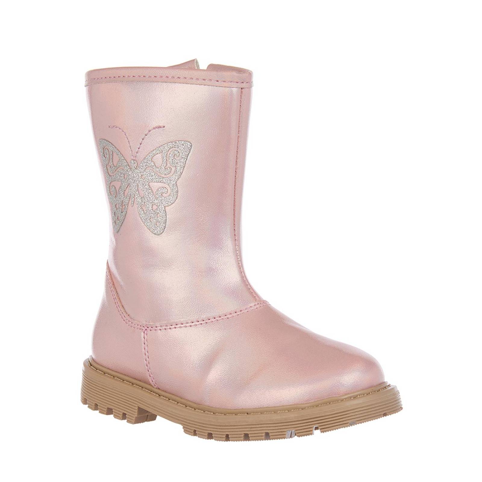 Botas Para Niñas Con Mariposa De Brillos Rosa Casual 