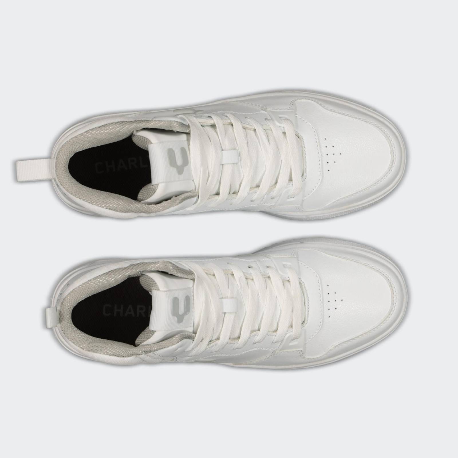 Tenis Tipo Bota Charly Para Mujer Tipo Piel Blanco Cómodo 