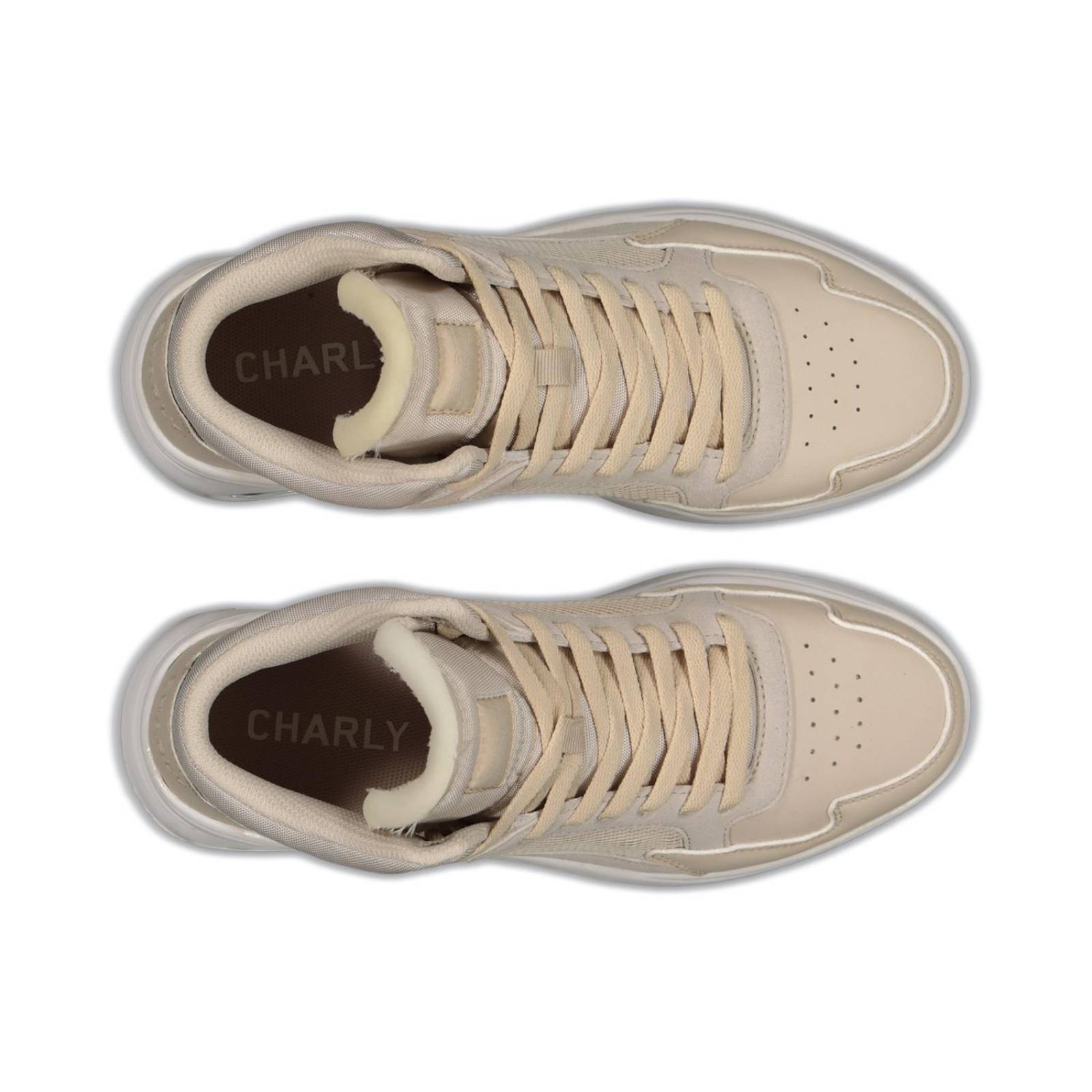Tenis Charly Mujer Moda Casual Urbano Choclo Beige Tipo Piel 