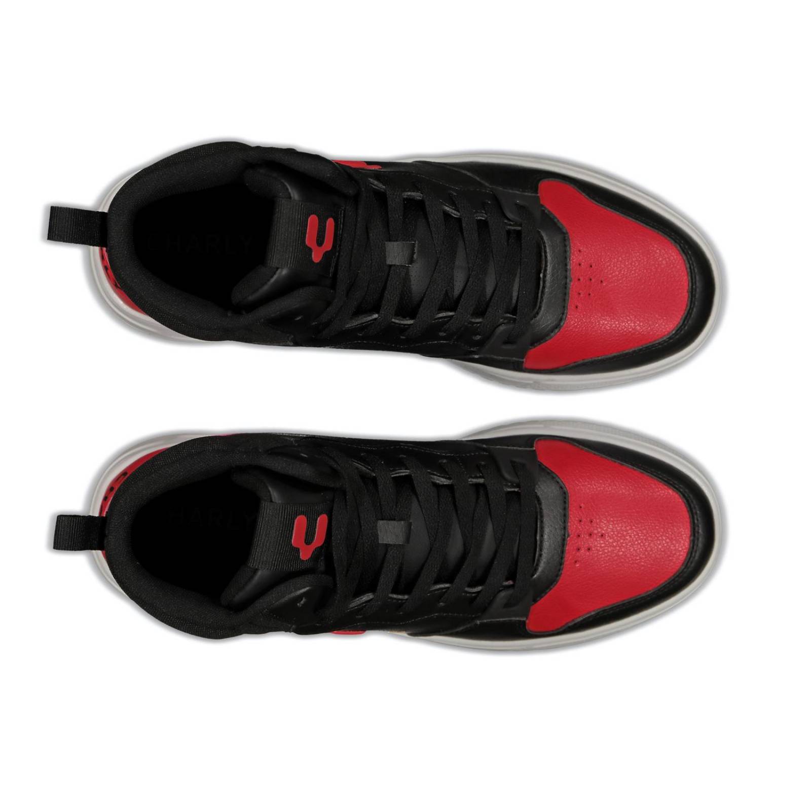 Tenis Charly En Bota Negro Rojo Urbano Casual Hombre 